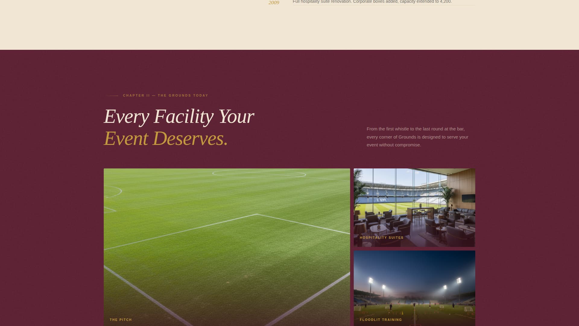 Grounds - Heritage Sportsvenue Landing Page Template