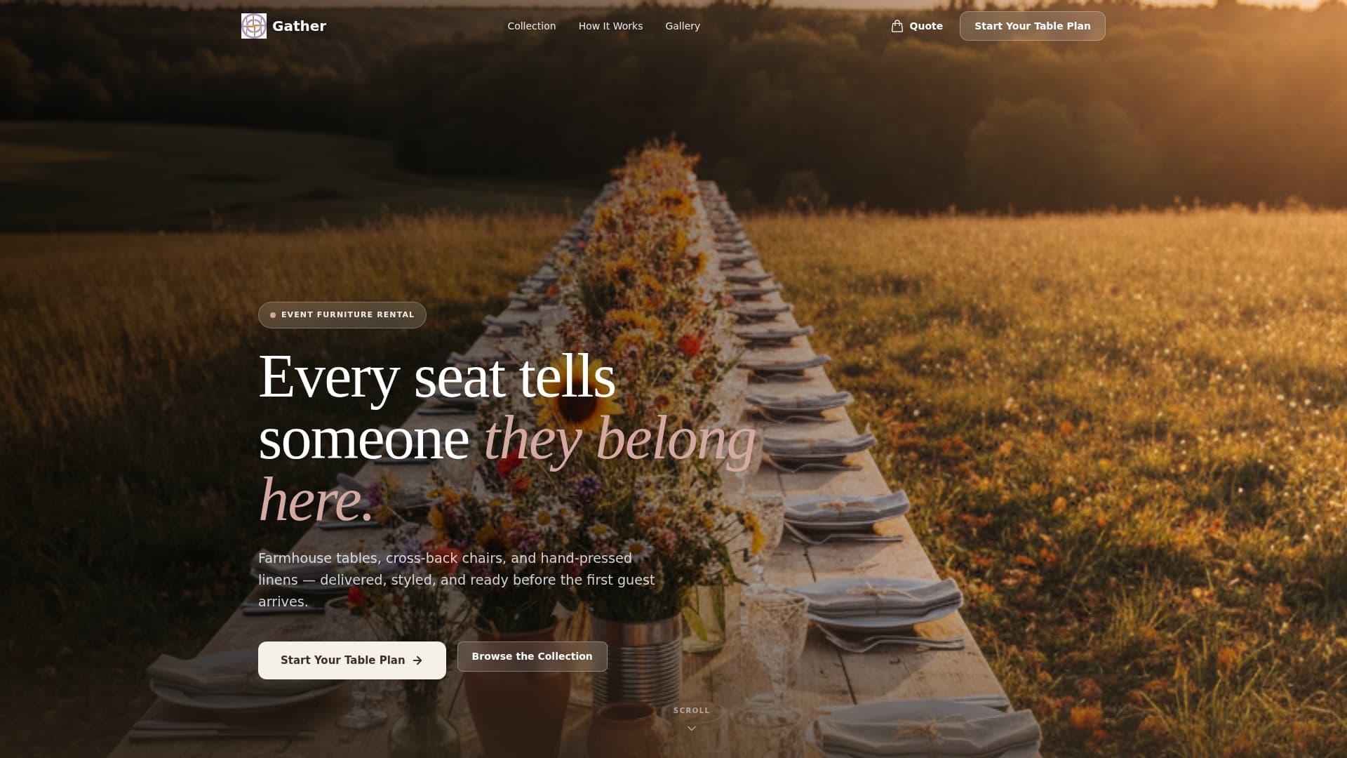 Gather - Elegant Rental Landing Page Template