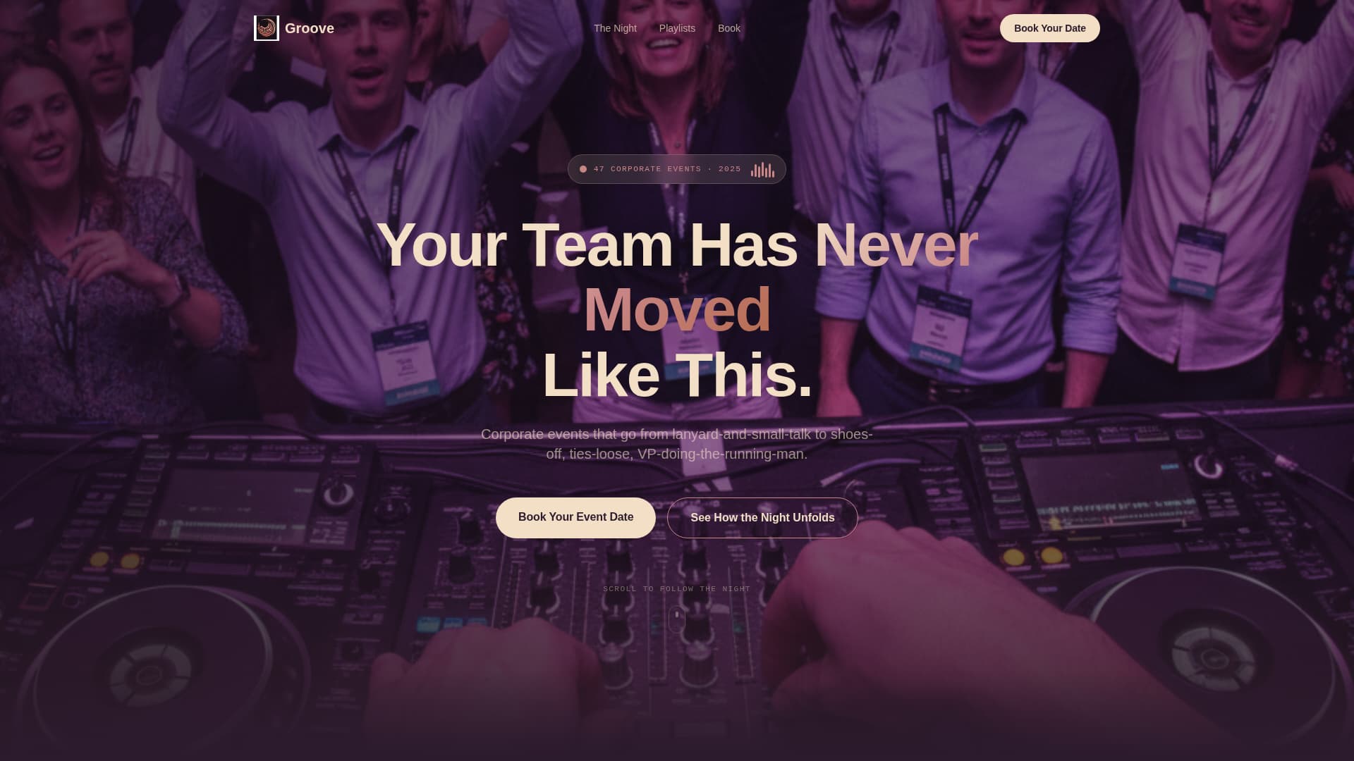Groove - Electrifying Teambuilding Landing Page Template