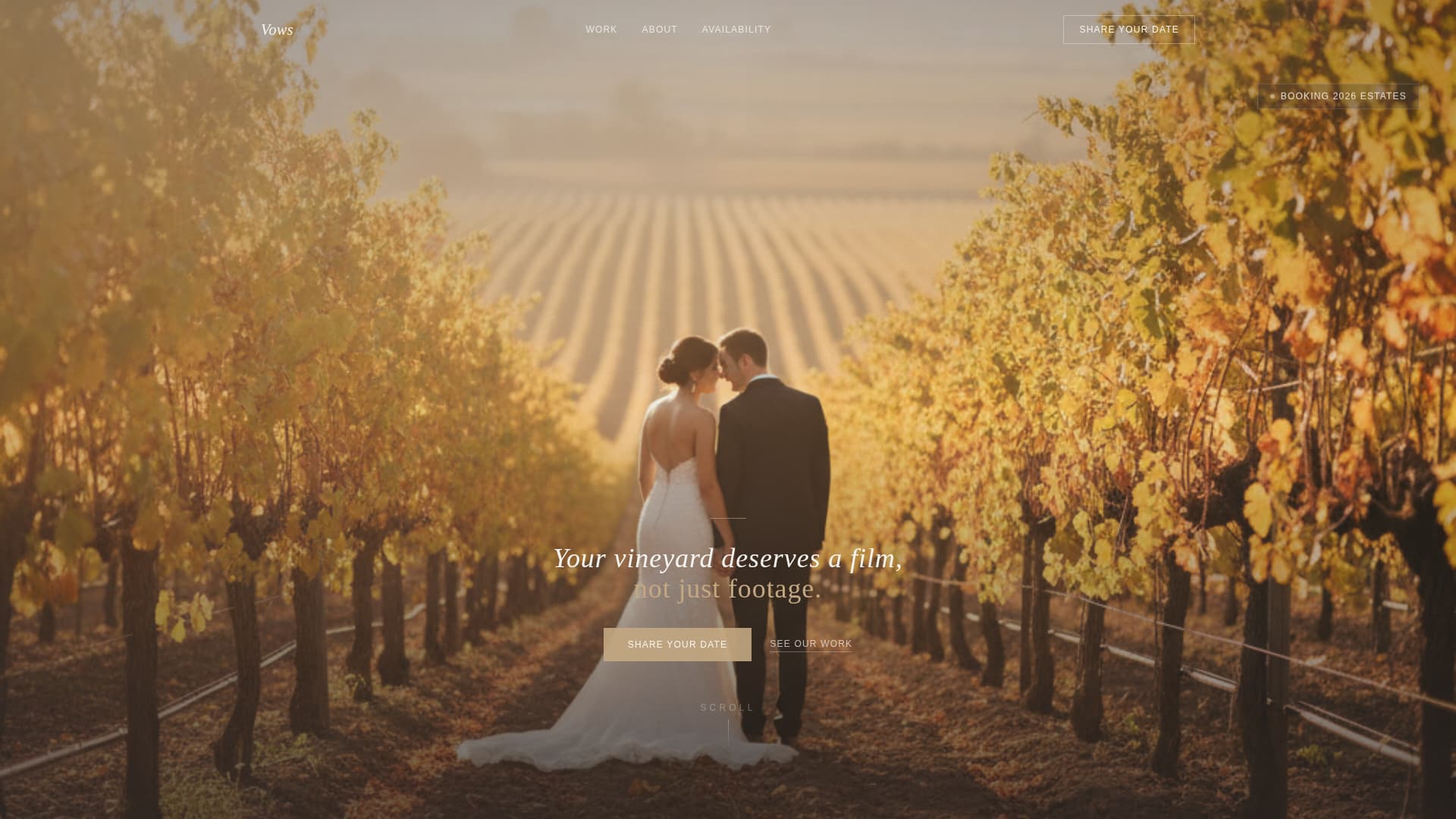 Vows - Cinematic Vineyard Landing Page Template