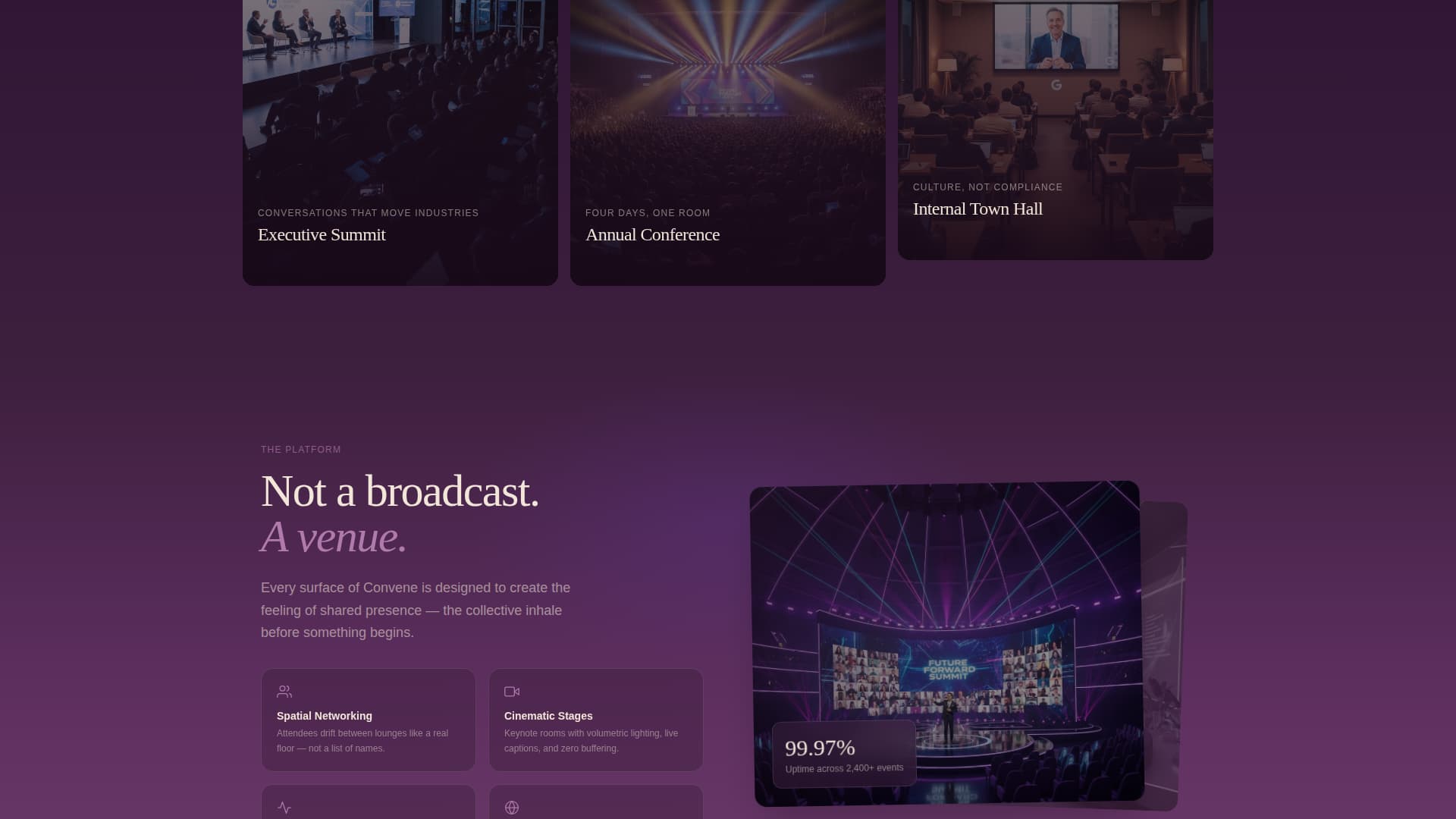 Convene - Immersive Virtual Event Landing Page Template
