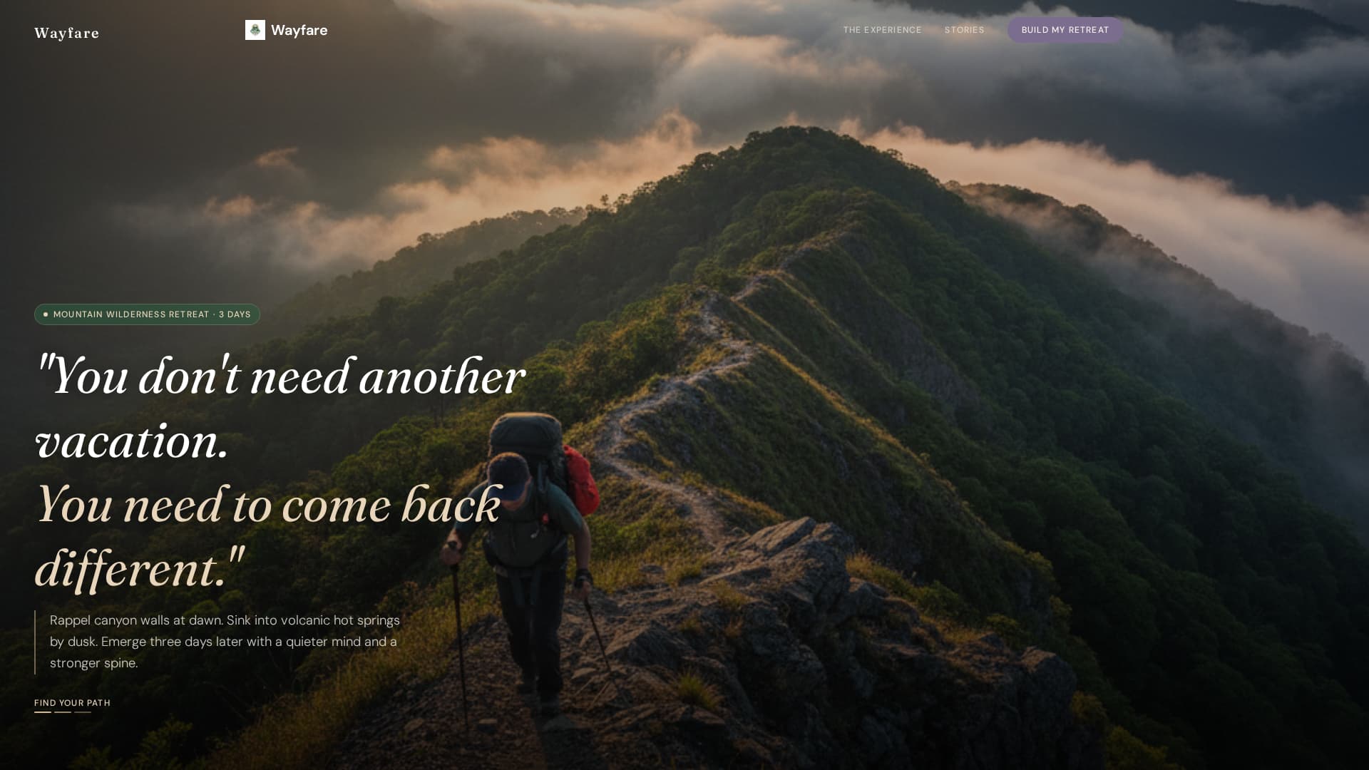 Wayfare - Transformative Adventurewellness Landing Page Template