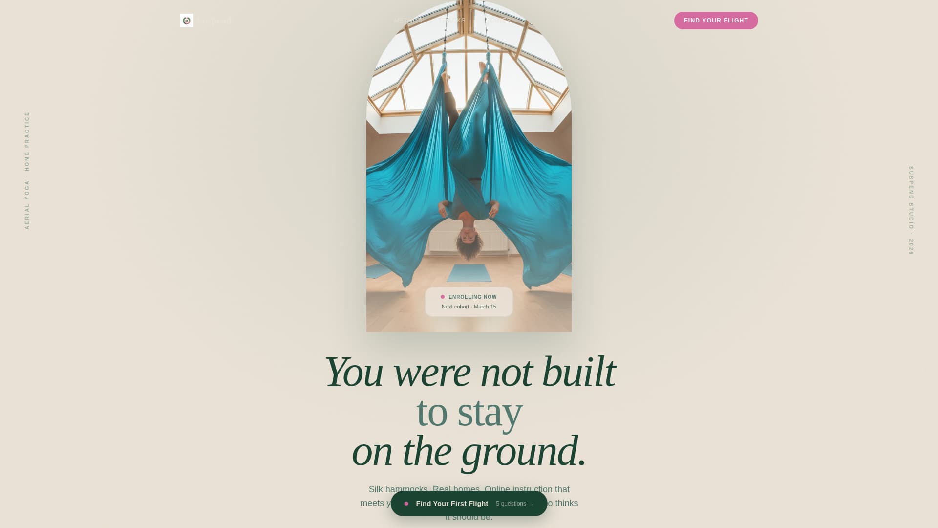 Suspend - Transformative Aerialyoga Landing Page Template