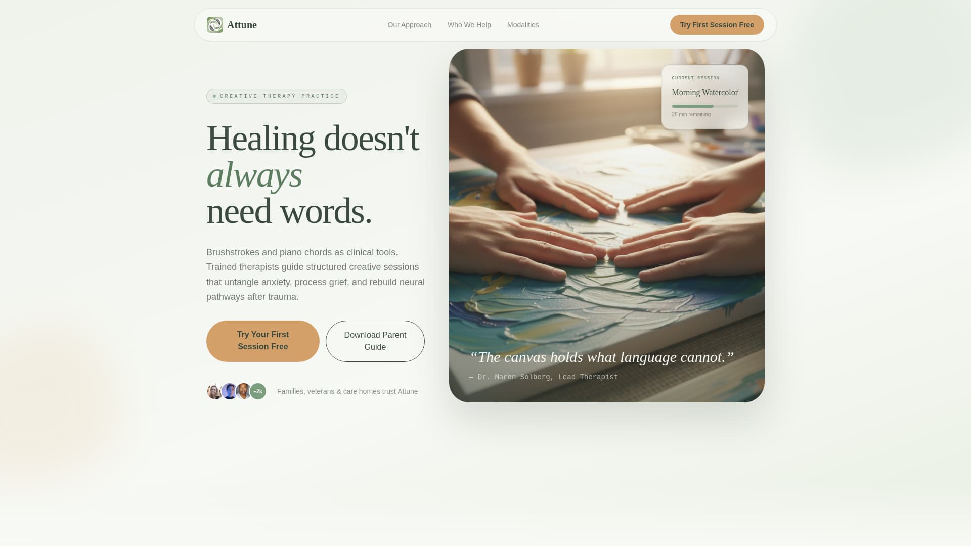 Attune - Healing Therapy Landing Page Template