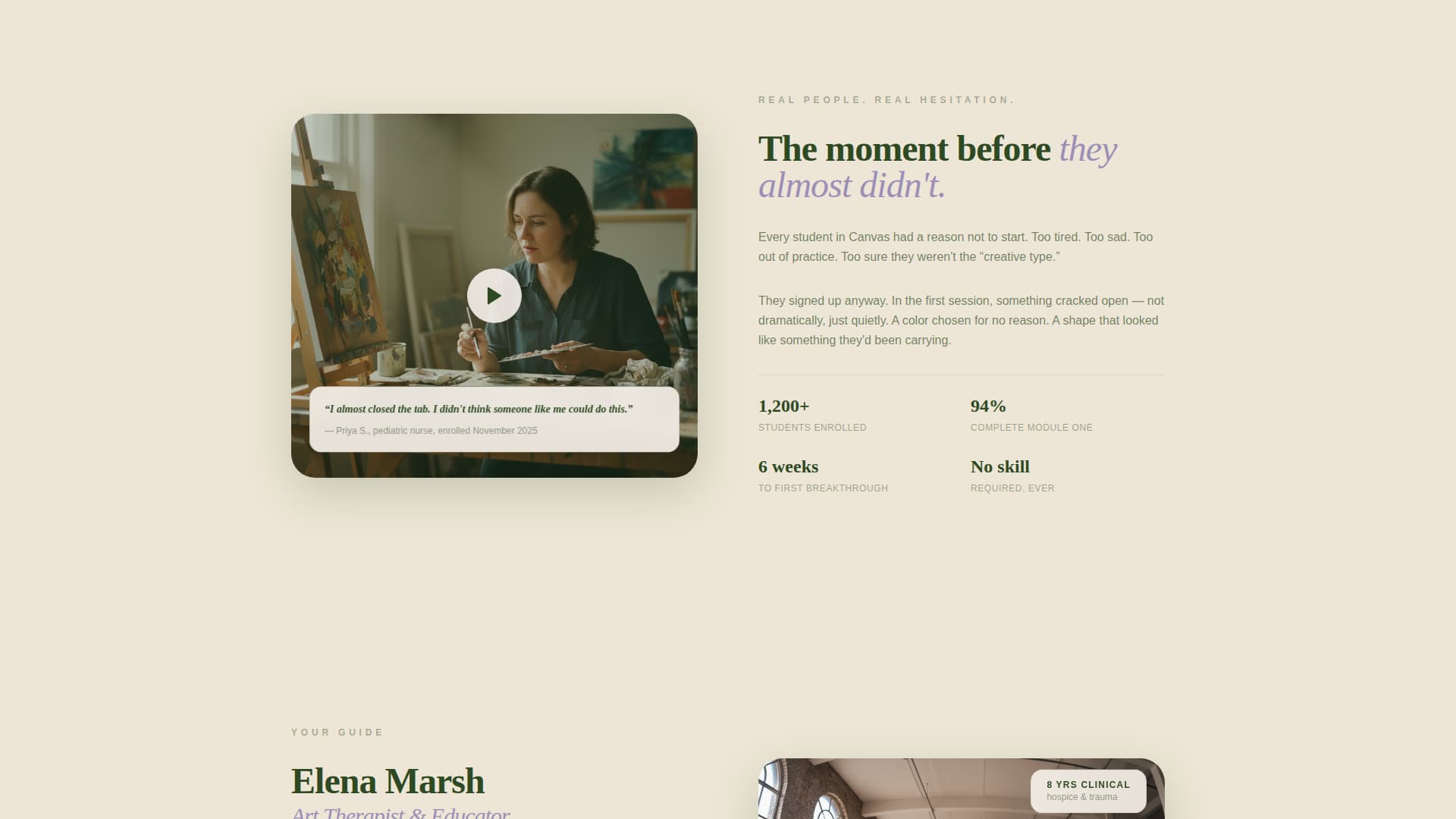 Canvas - Transformative Arttherapy Landing Page Template