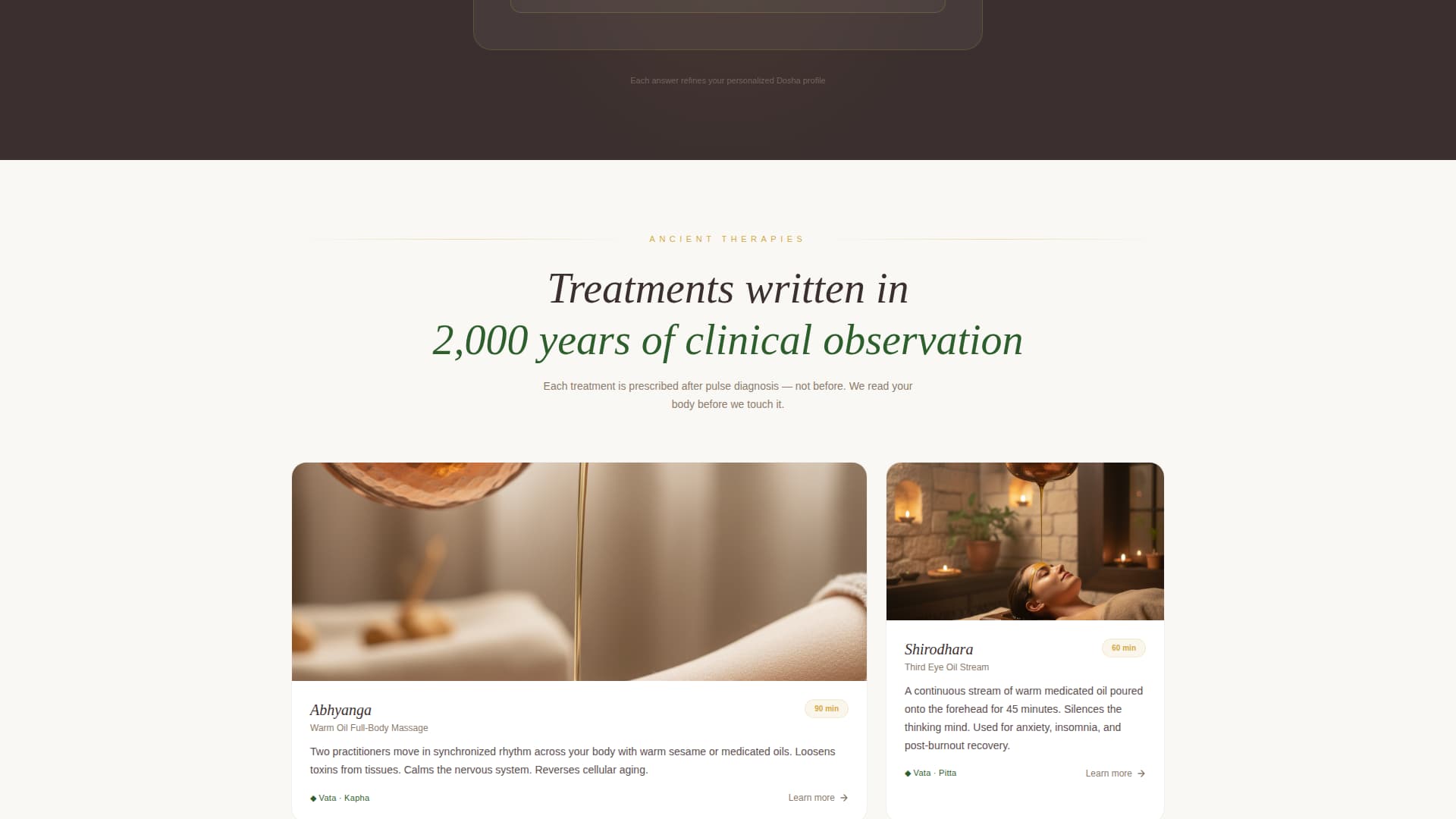 Dosha - Personalized Ayurvedic Landing Page Template