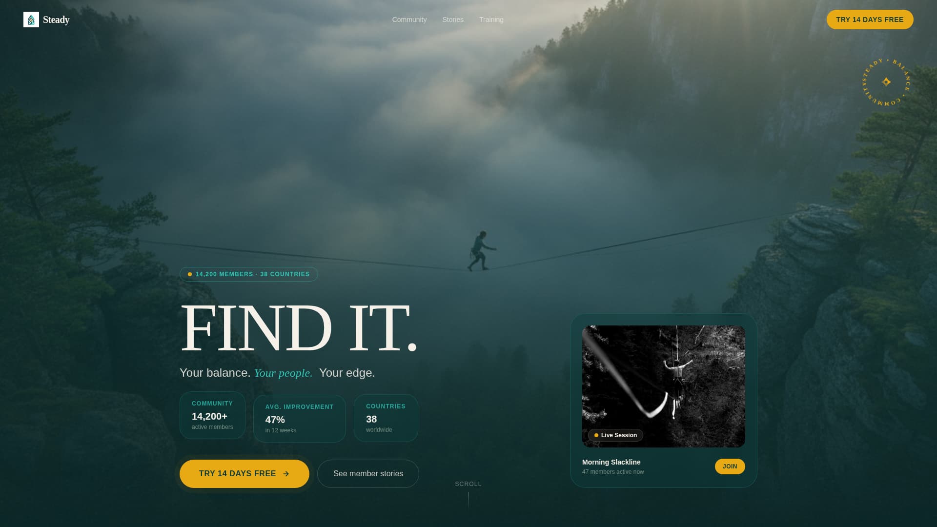 Steady - Grounded Stability Landing Page Template