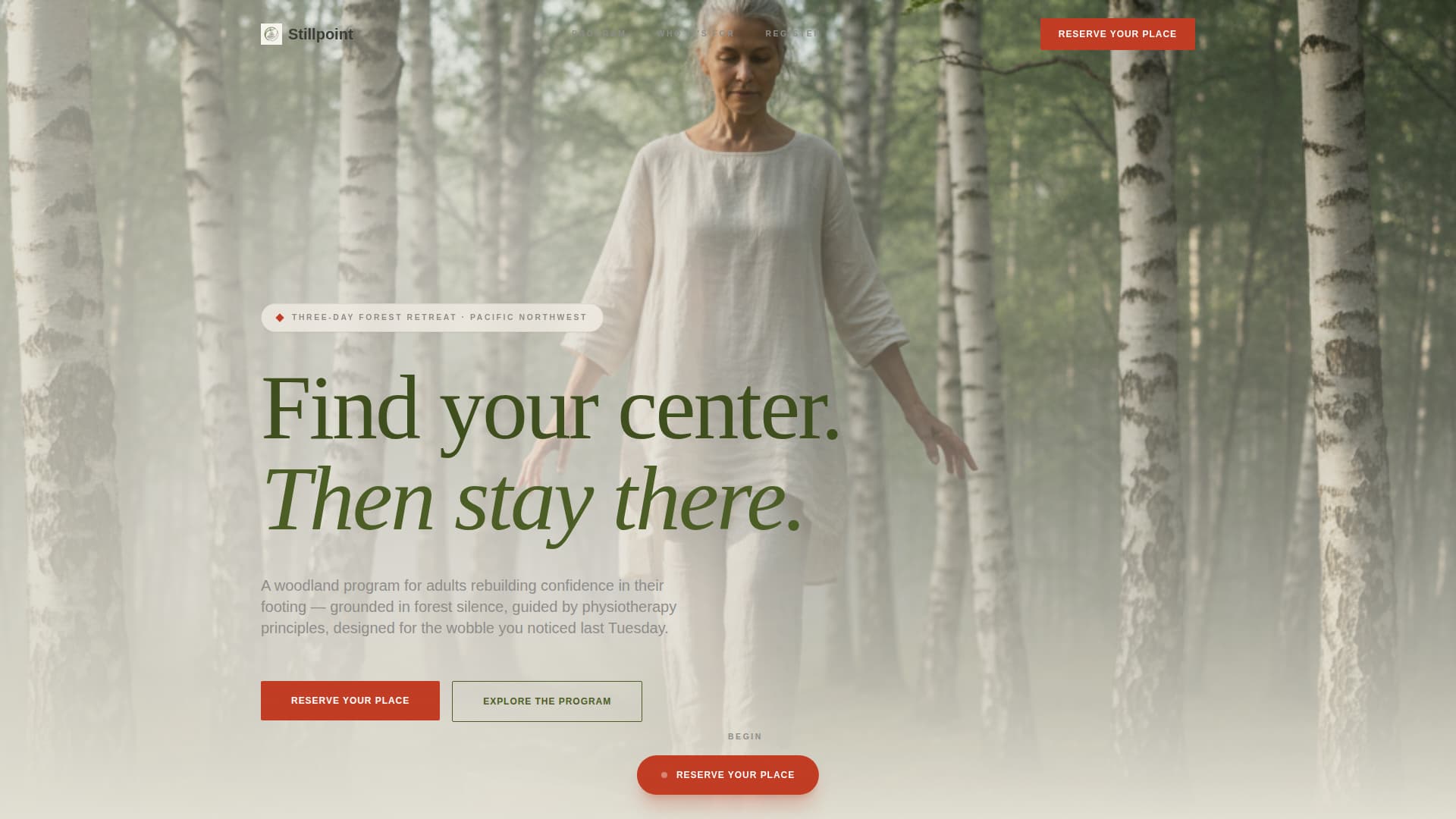 Stillpoint - Grounding Retreat Landing Page Template