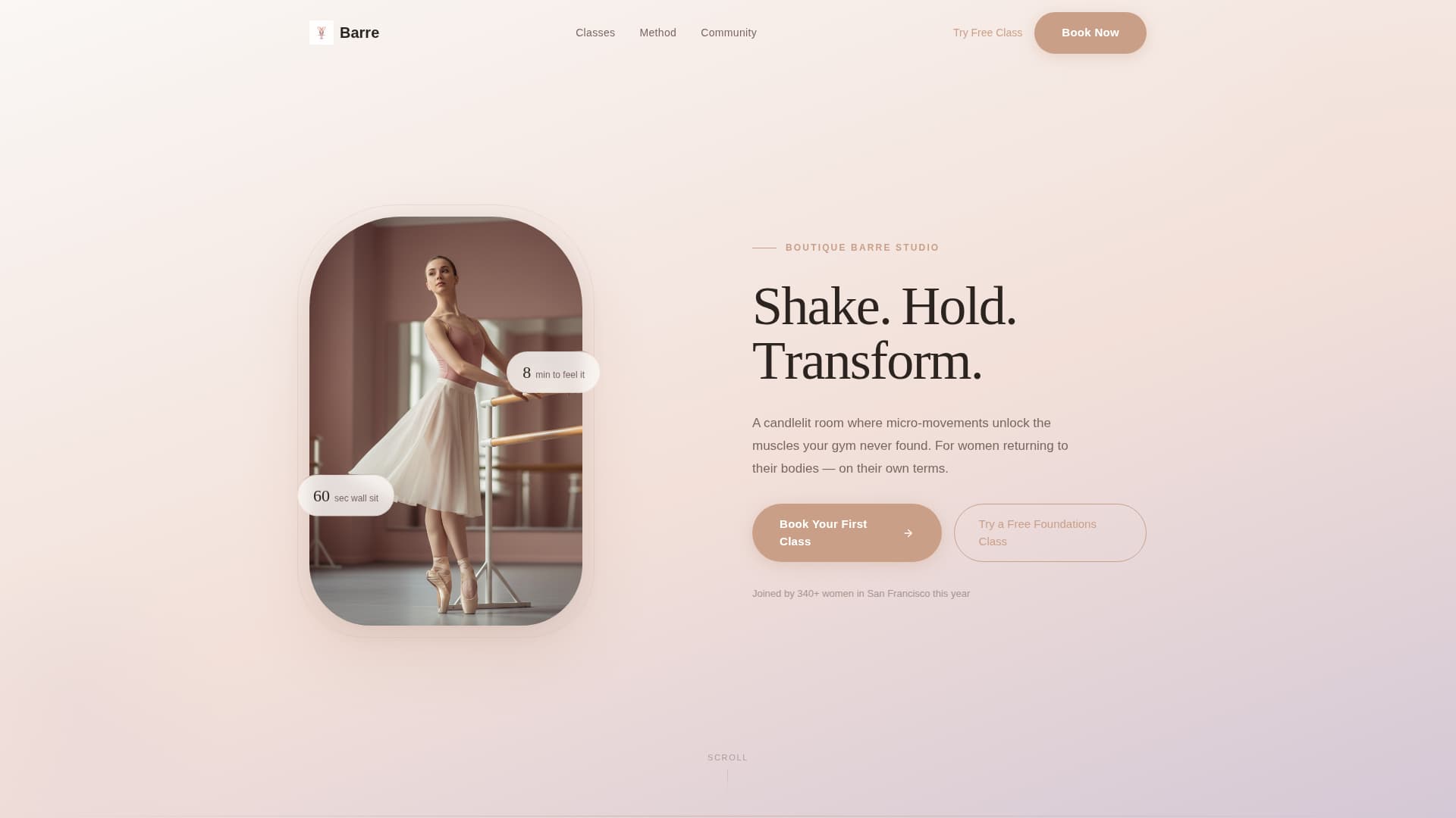 Barre - Graceful Studio Landing Page Template