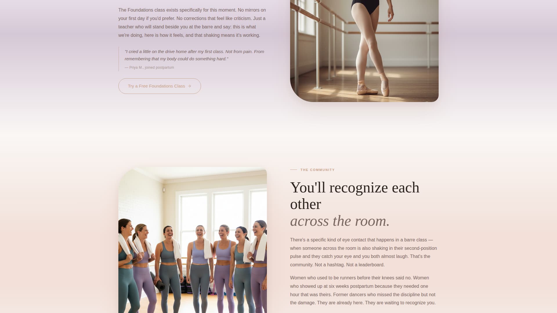 Barre - Graceful Studio Landing Page Template
