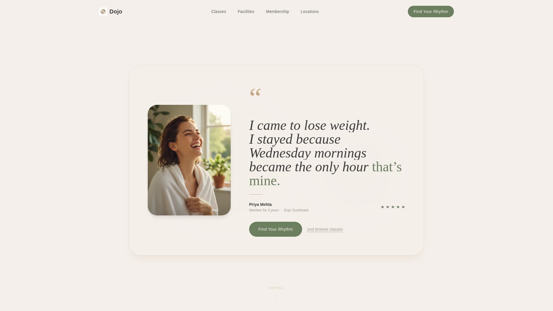 Dojo - Serene Fitness Landing Page Template
