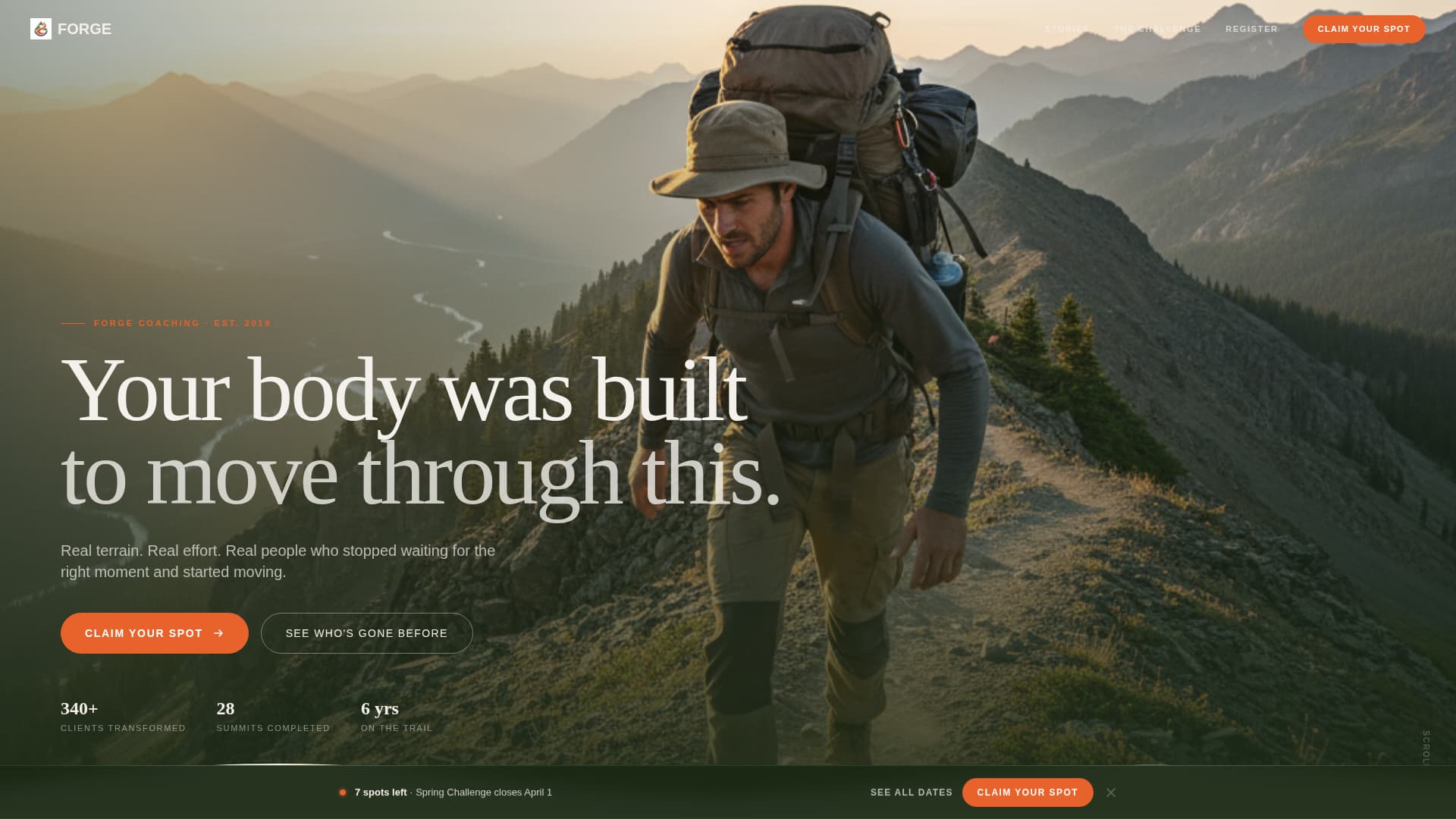 Forge - Rugged Transformation Landing Page Template