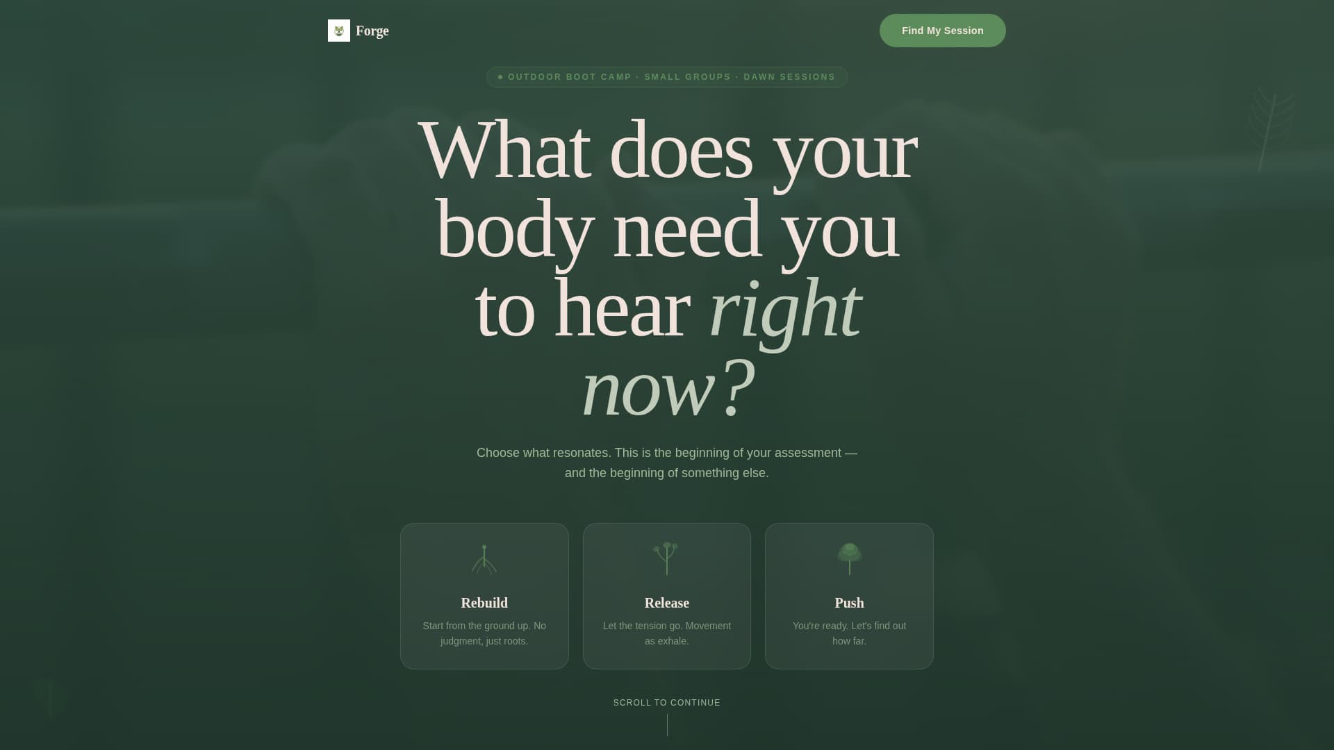 Forge - Healing Bootcamp Landing Page Template