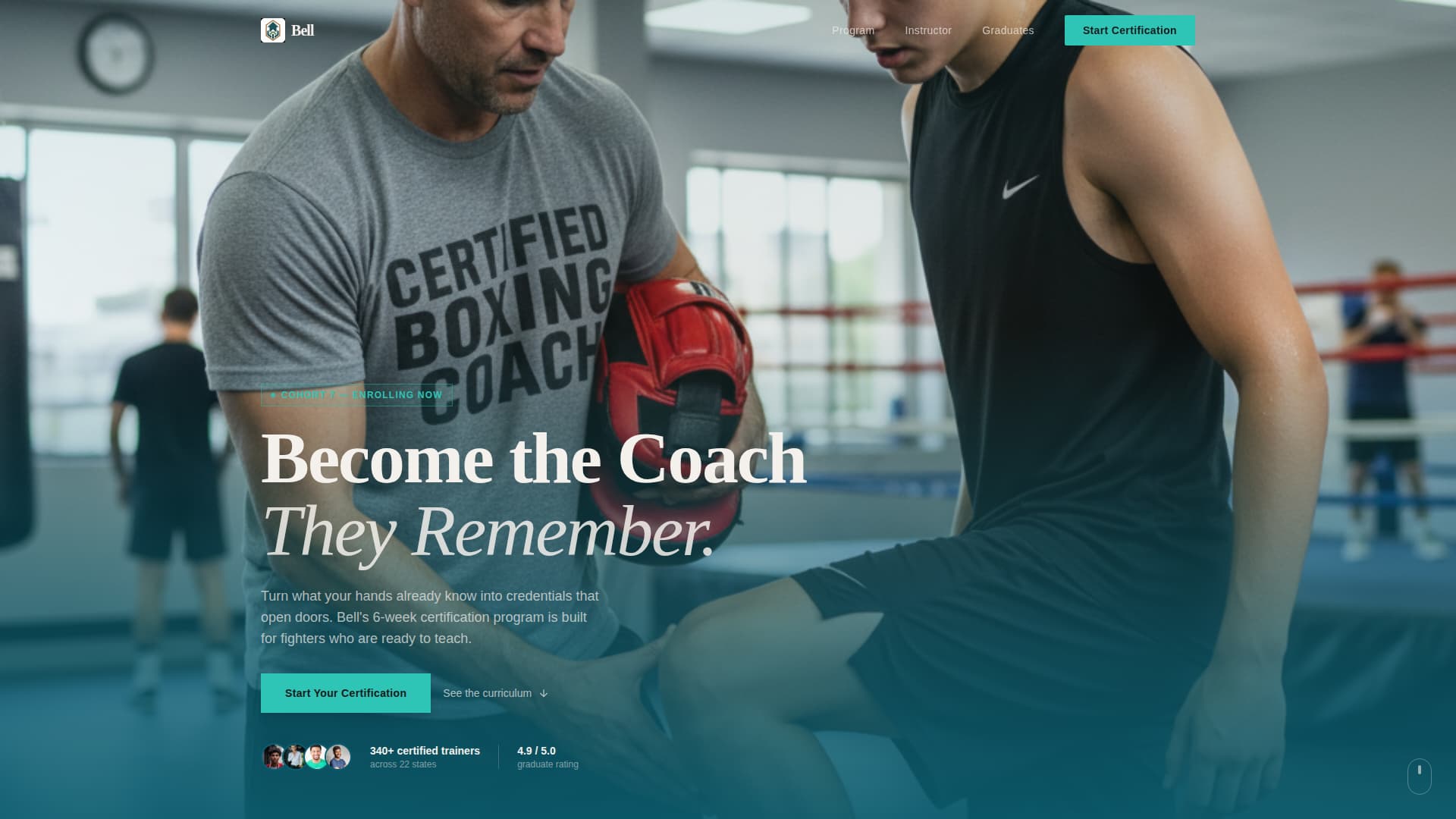 Bell - Immersive Boxing Certification Landing Page Template