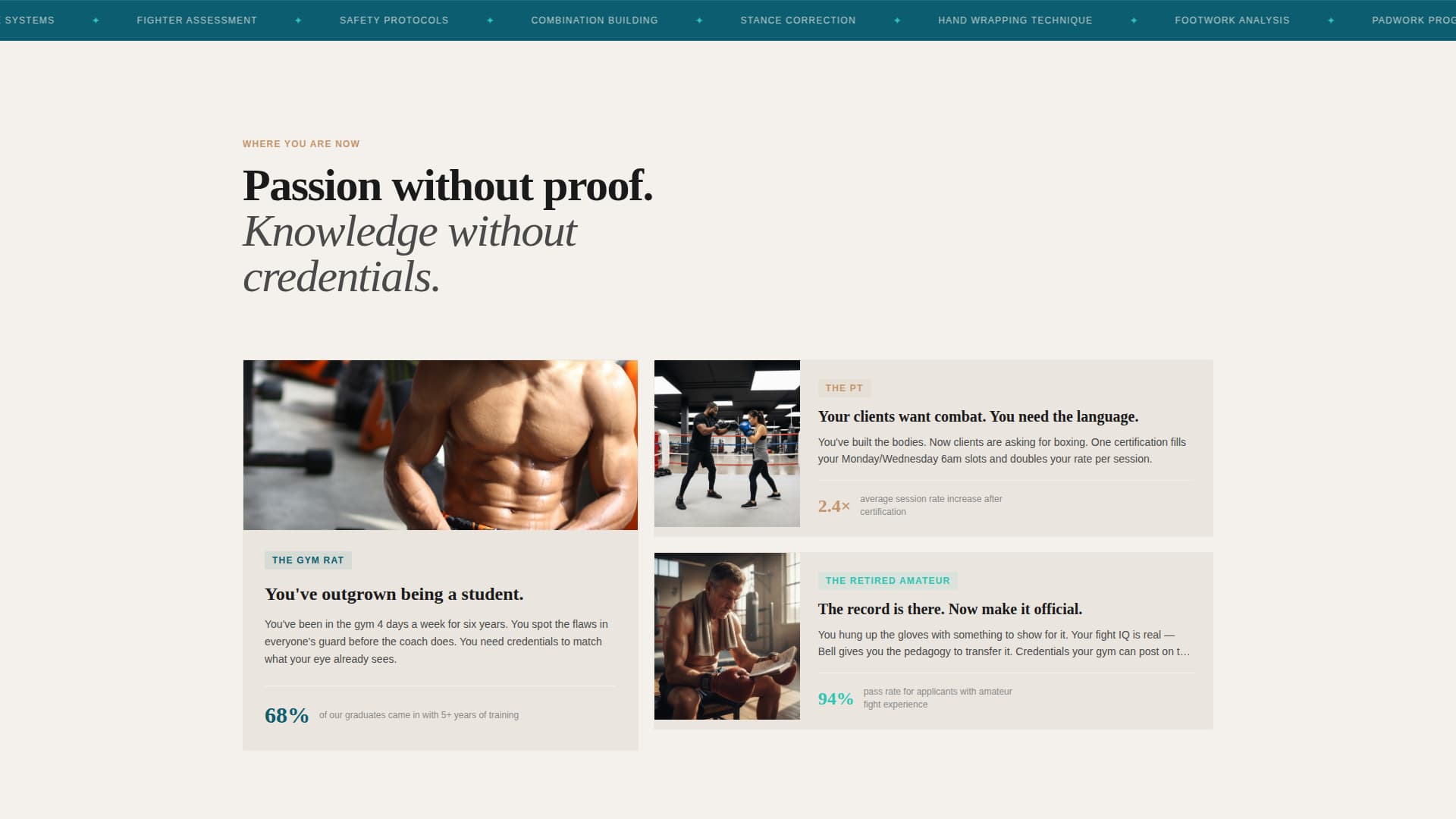 Bell - Immersive Boxing Certification Landing Page Template