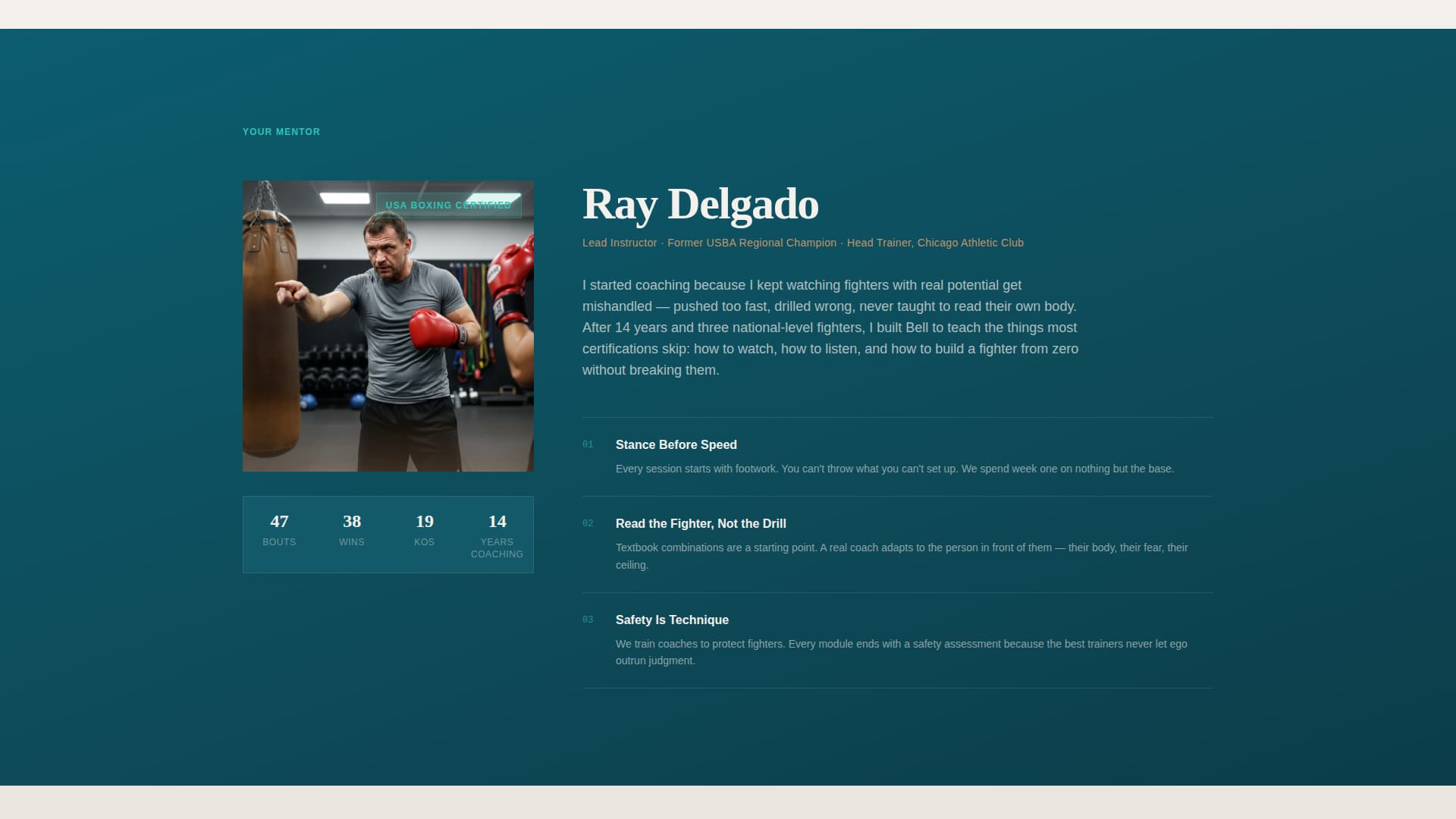 Bell - Immersive Boxing Certification Landing Page Template