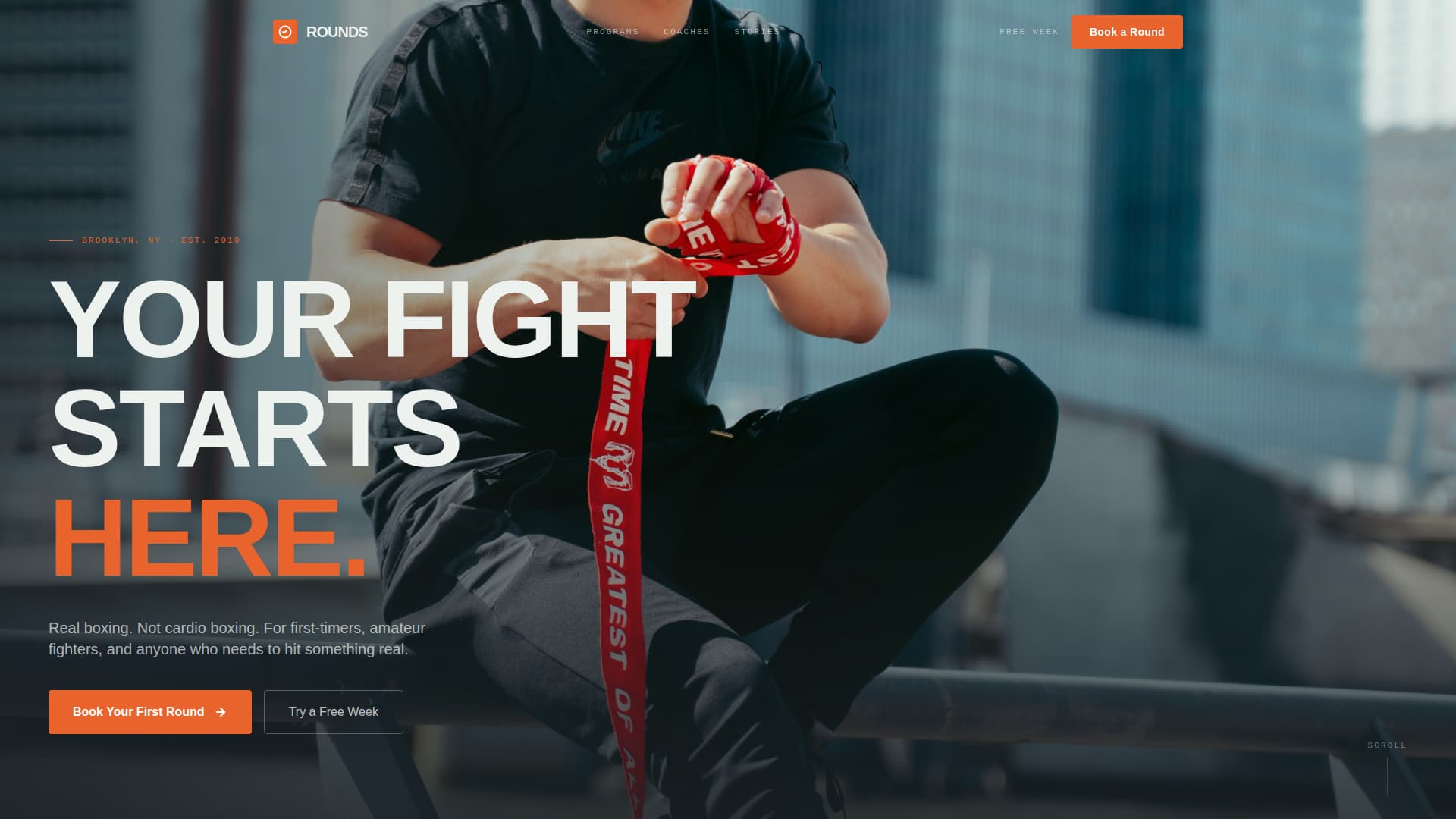 Boxing Gym Website Template with Hero Journey Scroll