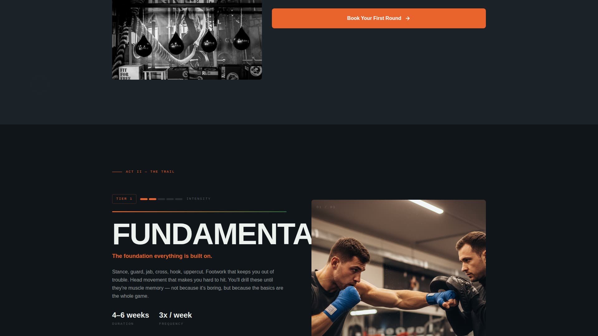 Boxing Gym Website Template with Hero Journey Scroll