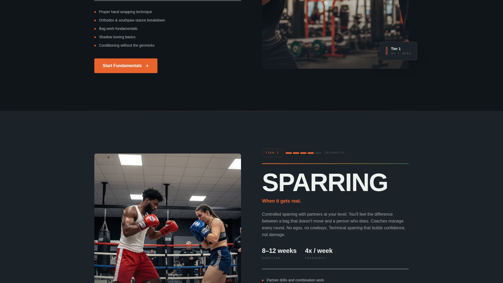 Boxing Gym Website Template with Hero Journey Scroll