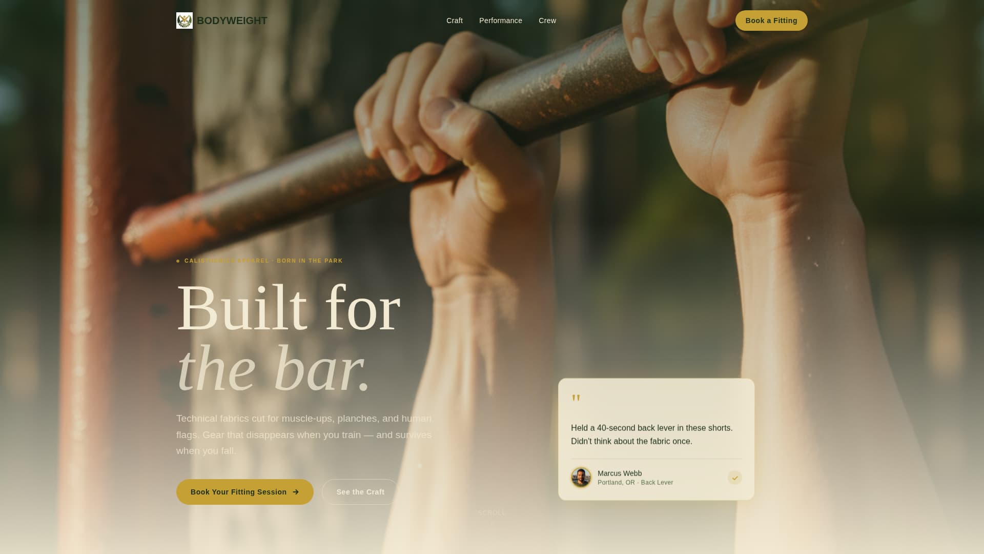 Bodyweight - Primal Calisthenics Landing Page Template