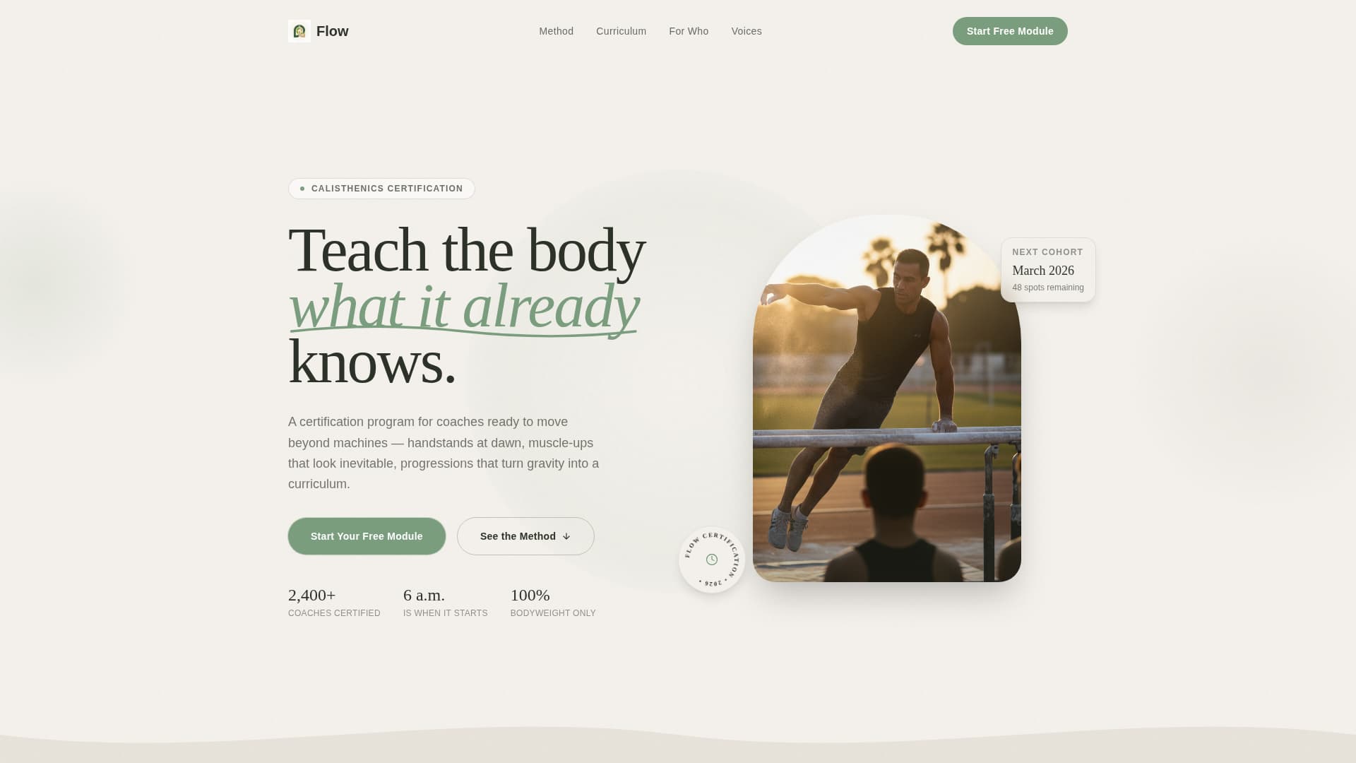 Flow - Empowering Calisthenics Landing Page Template