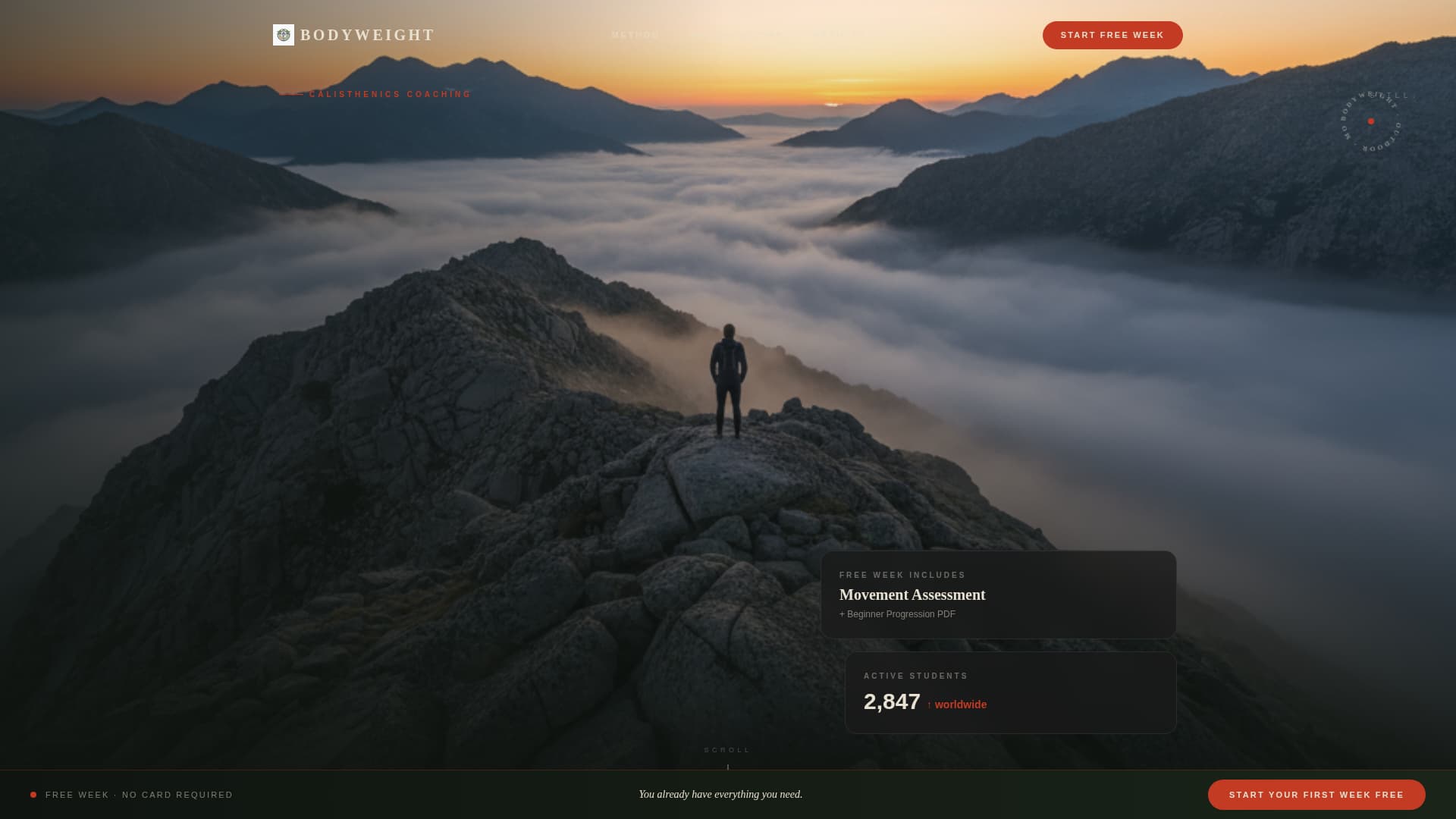 Bodyweight - Immersive Calisthenics Landing Page Template