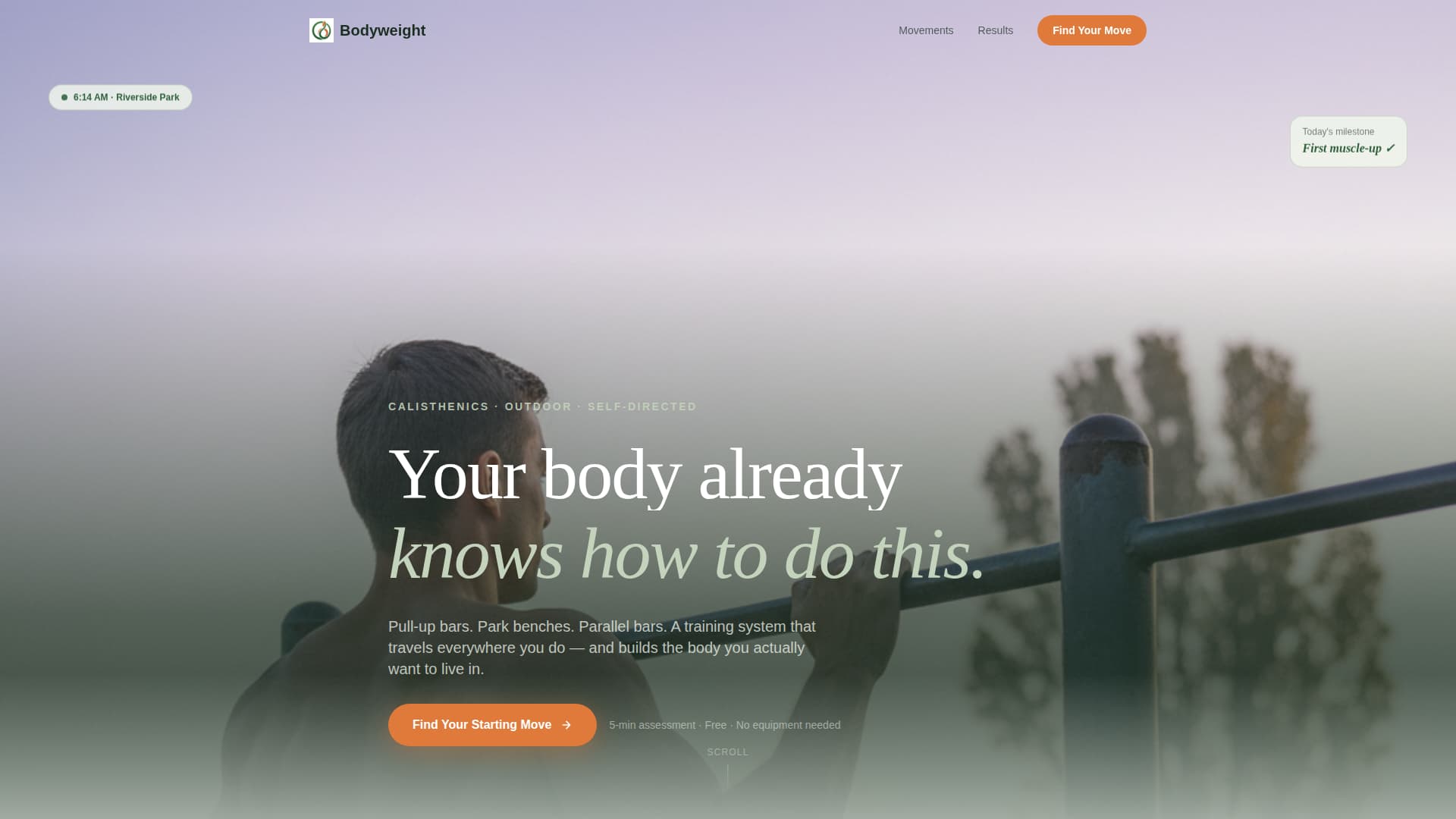Bodyweight - Personalized Calisthenics Landing Page Template