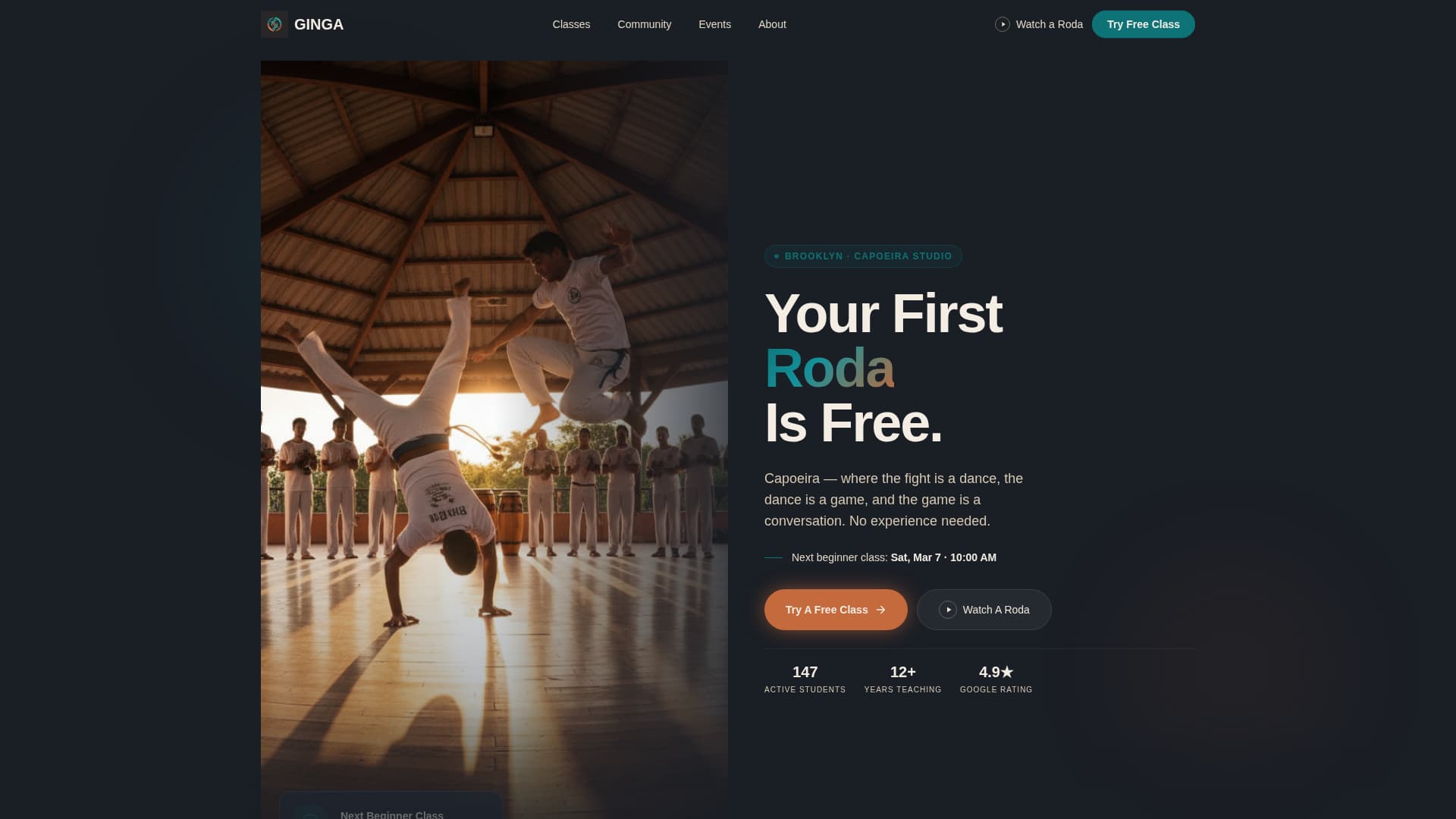 Ginga - Dynamic Capoeira Landing Page Template