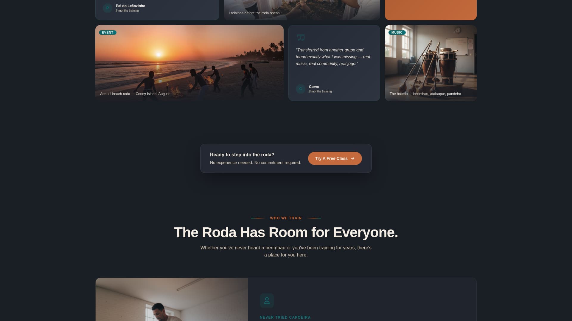 Ginga - Dynamic Capoeira Landing Page Template