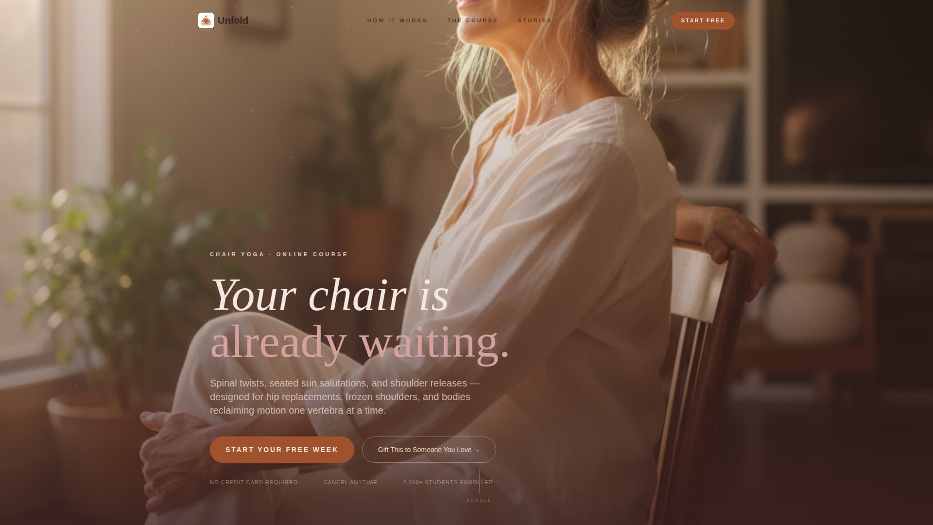 Unfold - Empowering Chair Yoga Landing Page Template