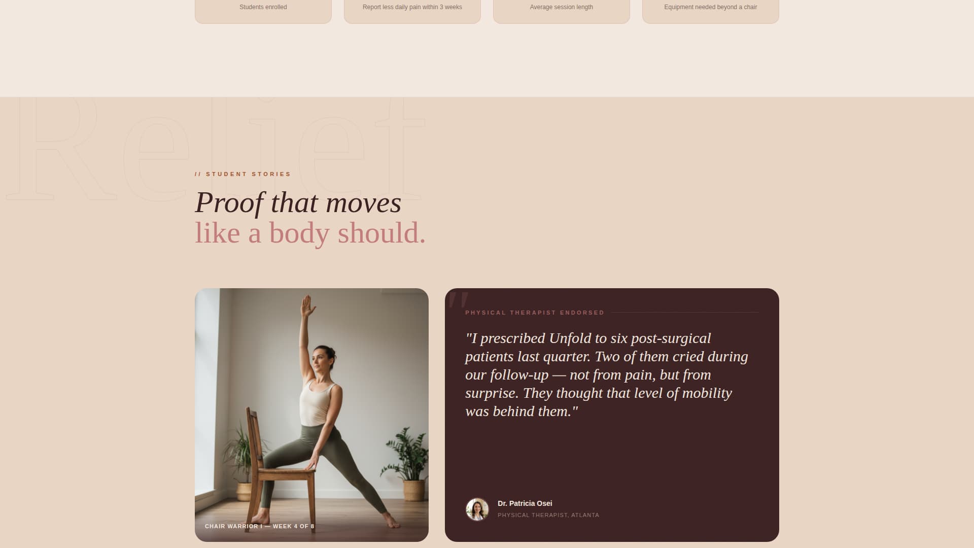 Unfold - Empowering Chair Yoga Landing Page Template