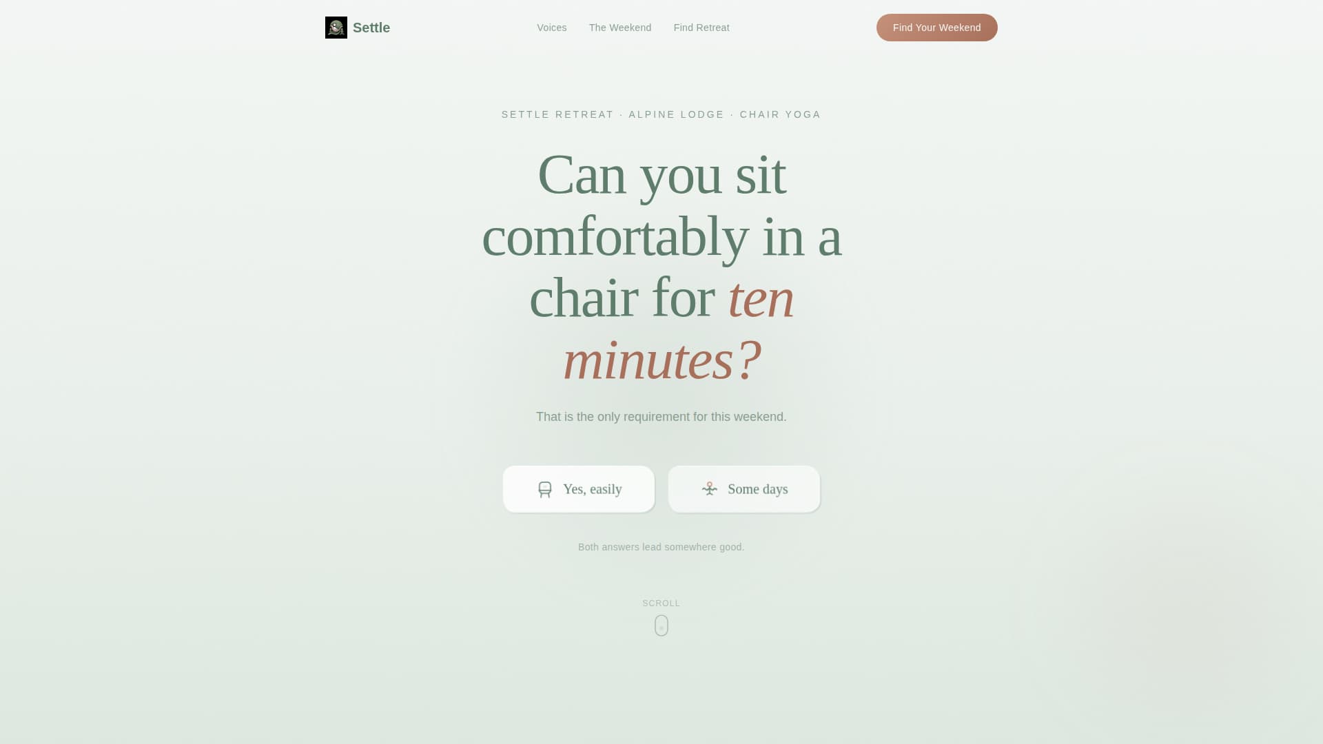 Settle - Restorative Chair Yoga Landing Page Template