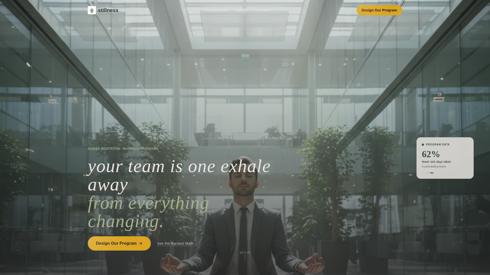 Stillness - Mindful Corporate Landing Page Template