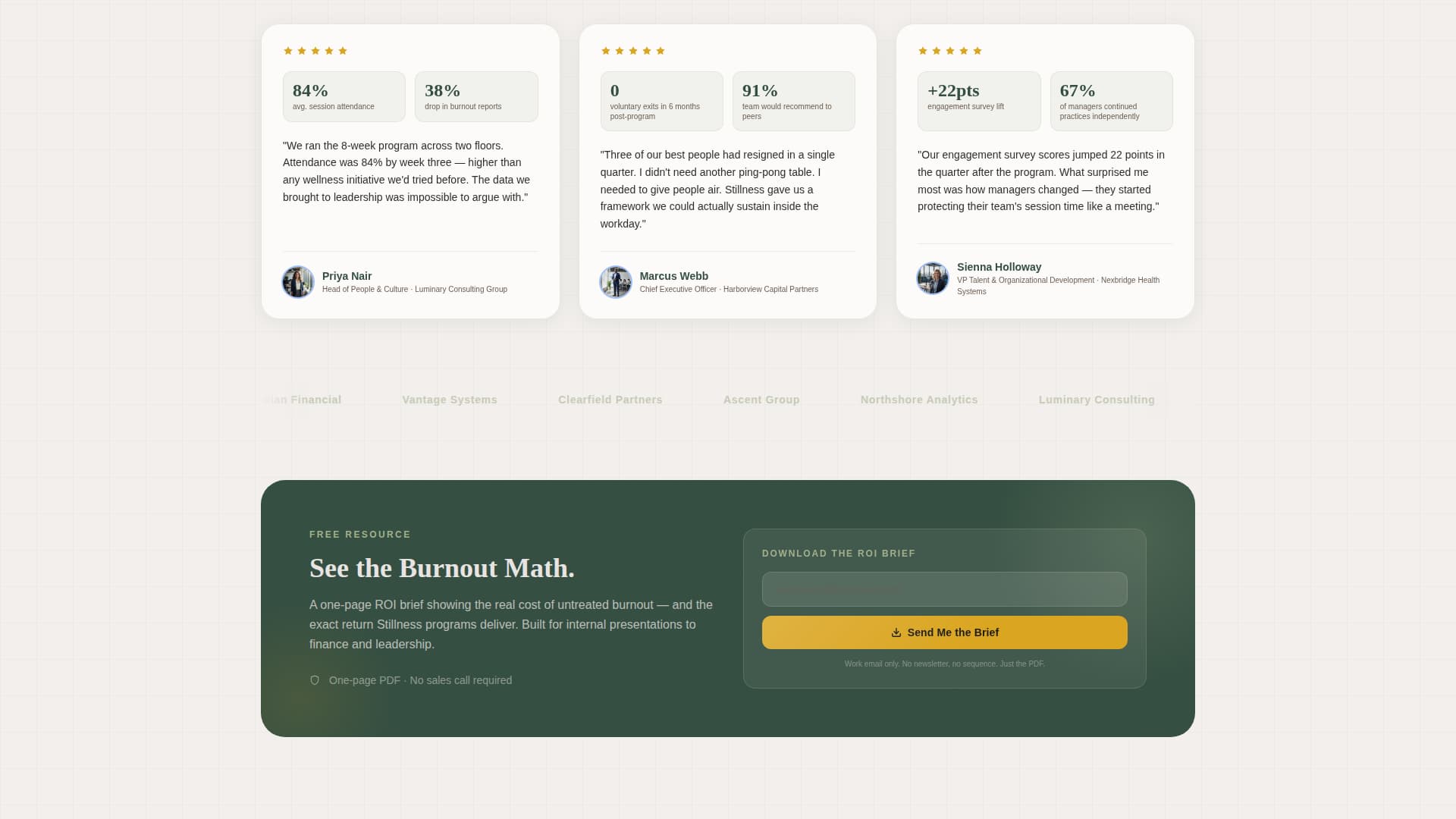 Stillness - Mindful Corporate Landing Page Template