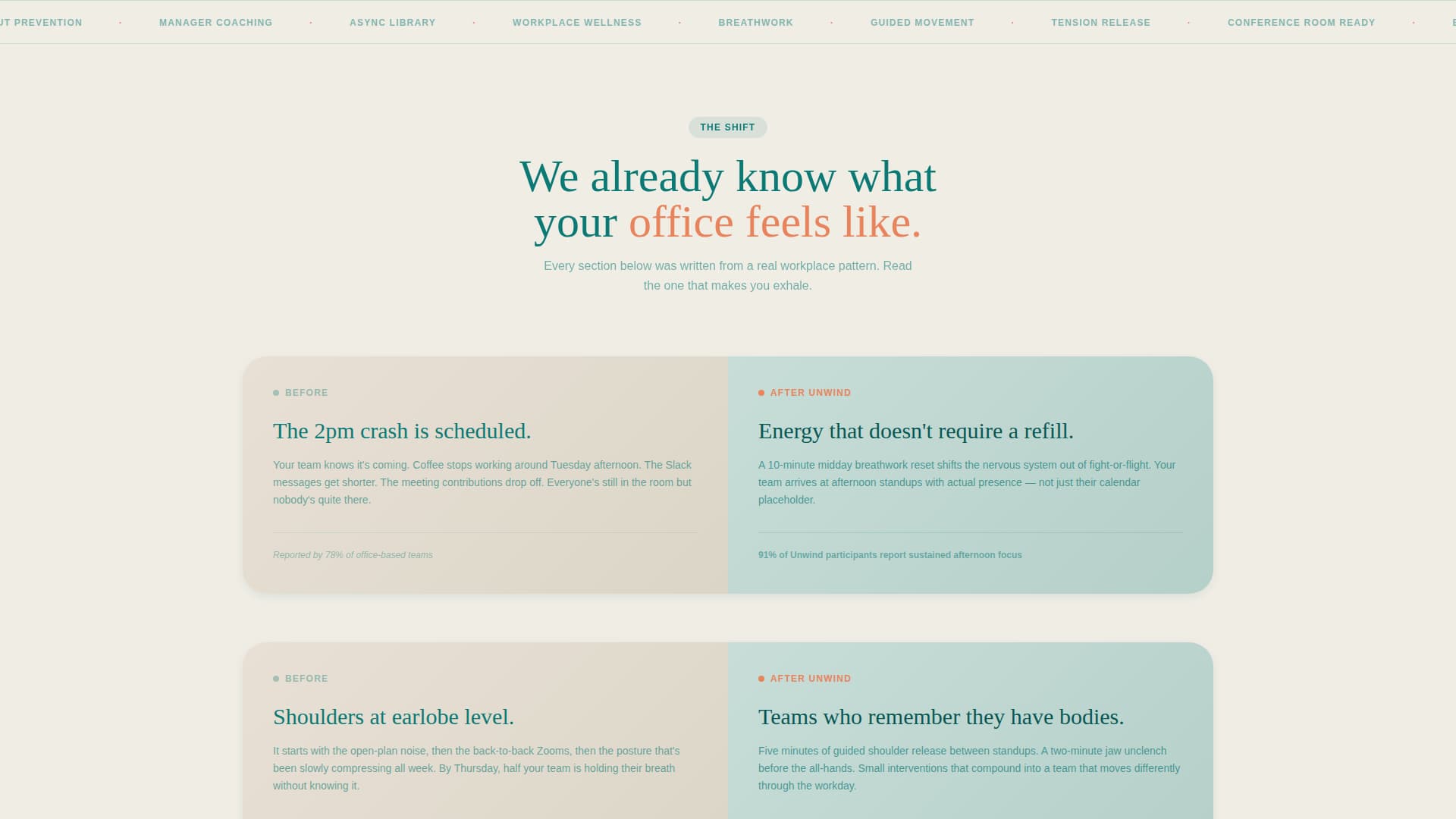 Unwind - Restorative Corporate Landing Page Template
