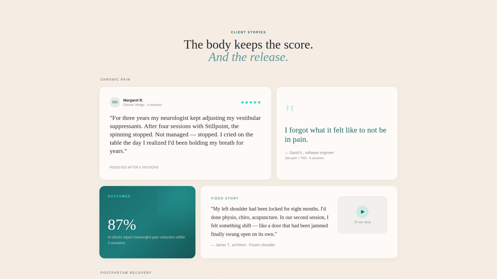 Stillpoint - Healing Craniosacral Landing Page Template