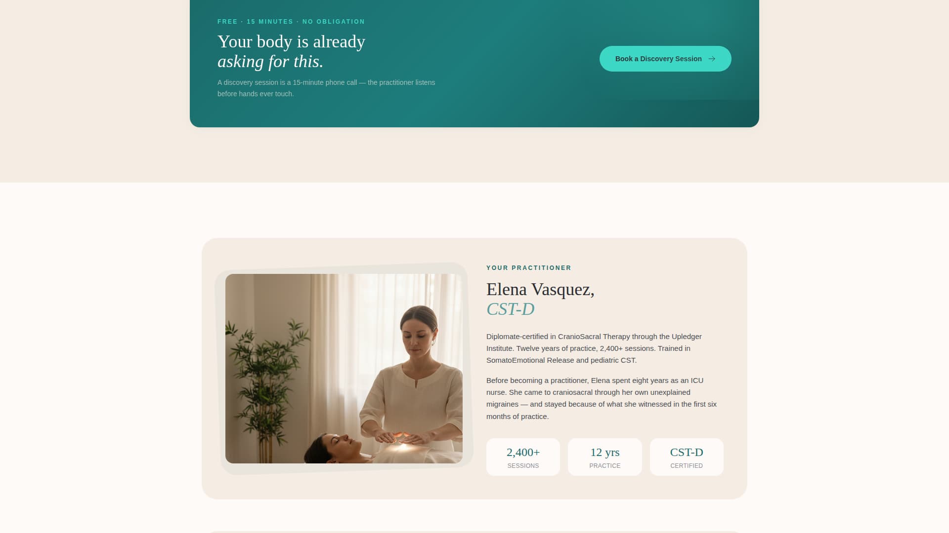 Stillpoint - Healing Craniosacral Landing Page Template