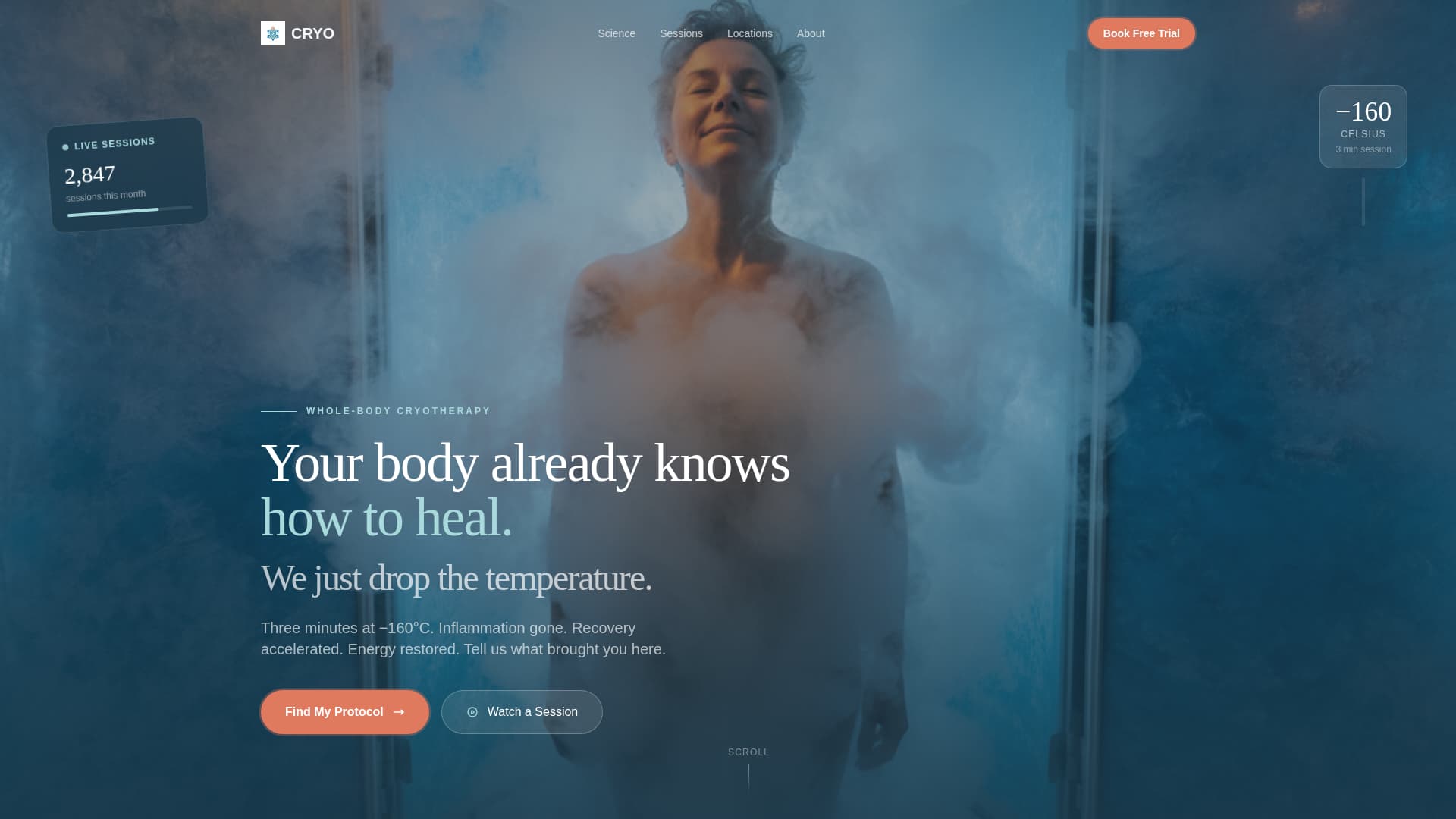 Cryo - Revitalizing Cryotherapy Landing Page Template