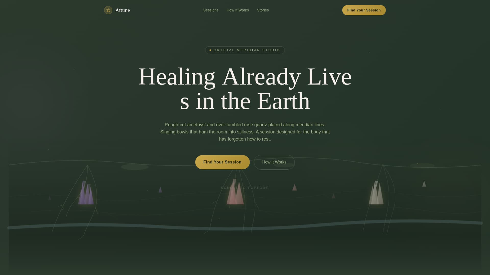 Attune - Immersive Crystal Healing Landing Page Template