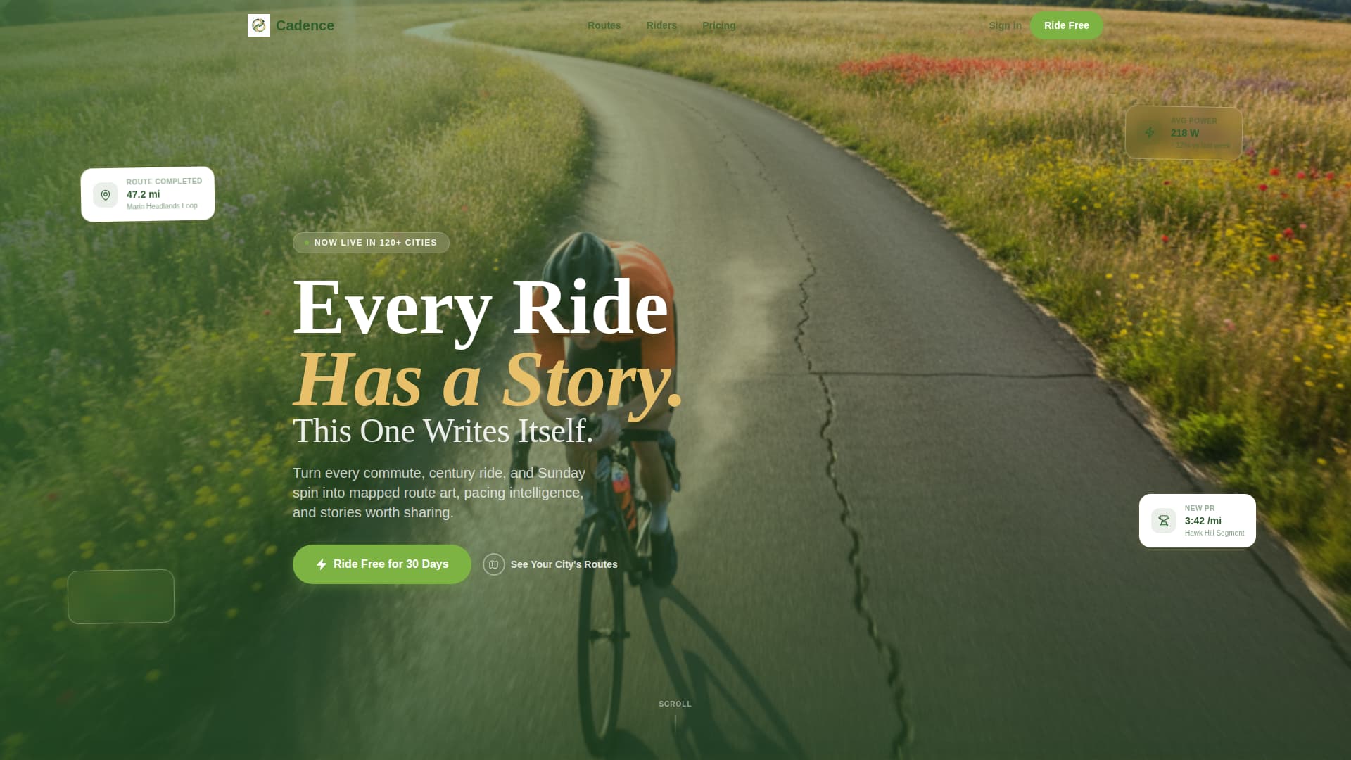 Cadence - Dynamic Cycling Landing Page Template