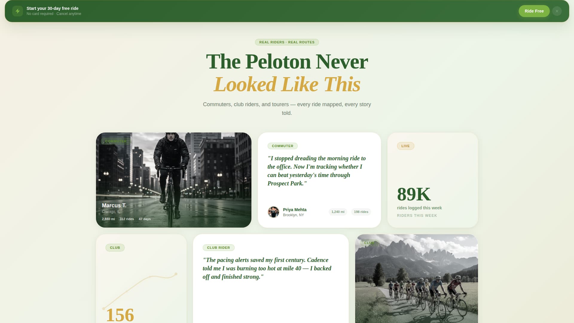 Cadence - Dynamic Cycling Landing Page Template