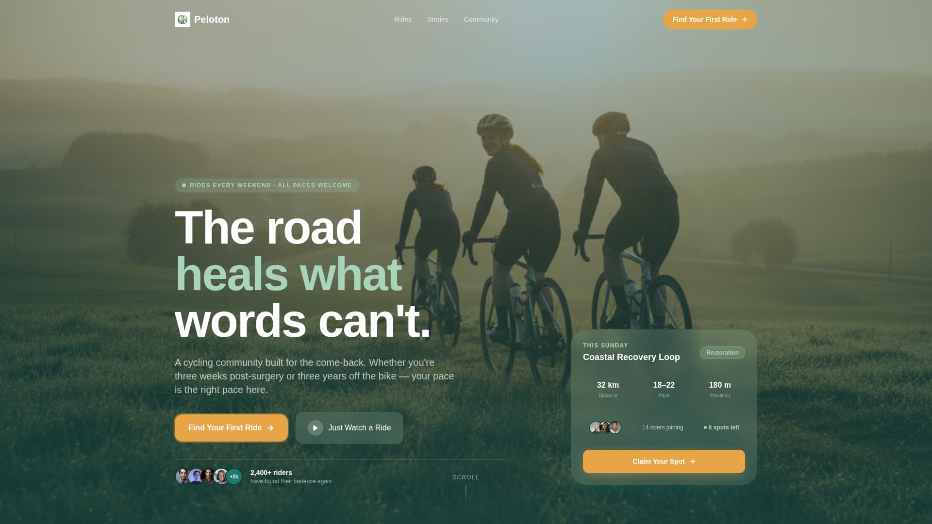 Cycling - Modern Community Landing Page Template
