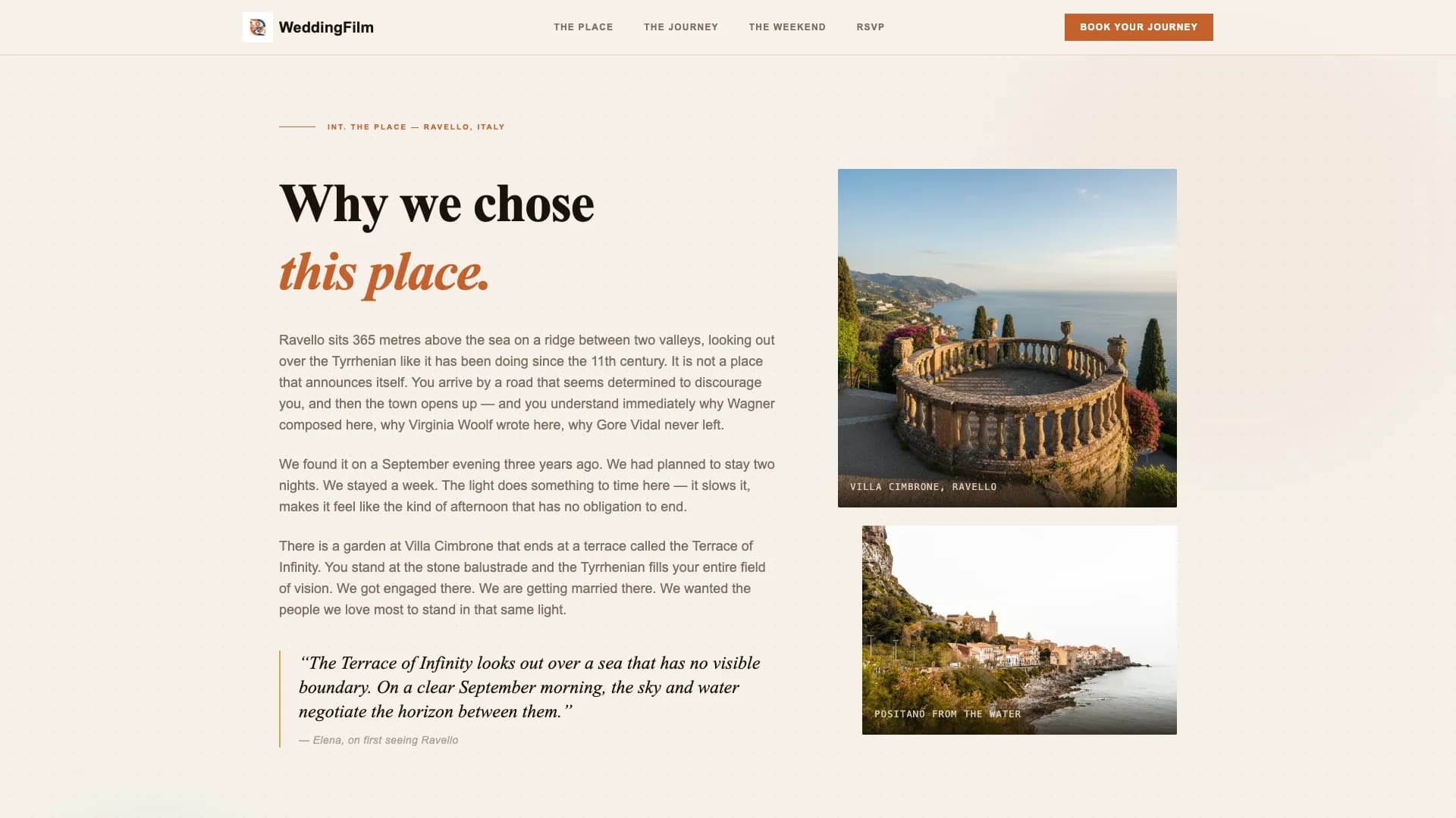Wanderlust - Cinematic Destination Wedding Landing Page Template