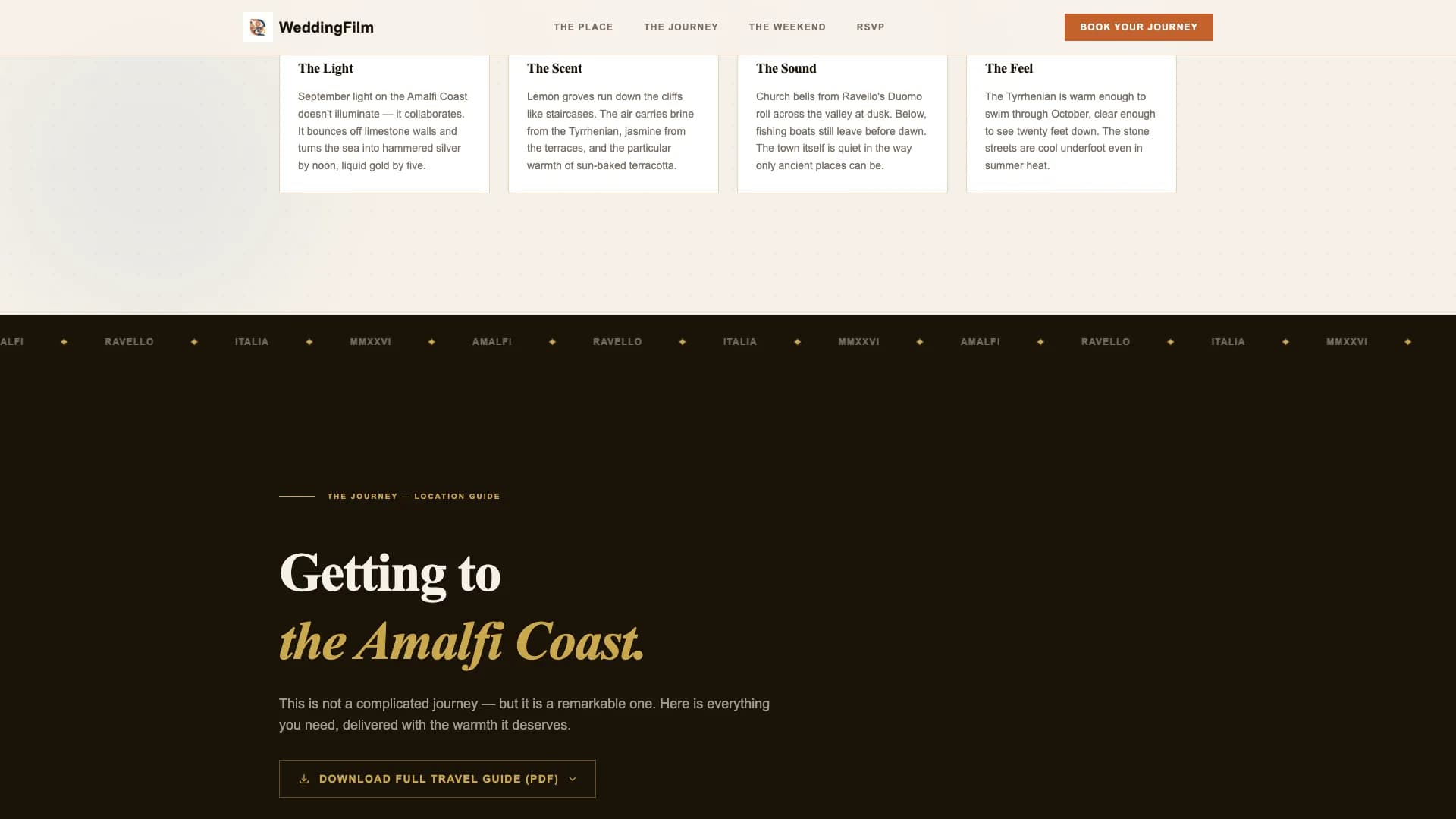 Wanderlust - Cinematic Destination Wedding Landing Page Template