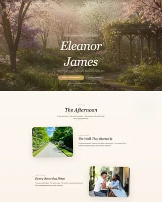 Garden - Golden Hour Watercolor Wedding Invitation Landing Page Template