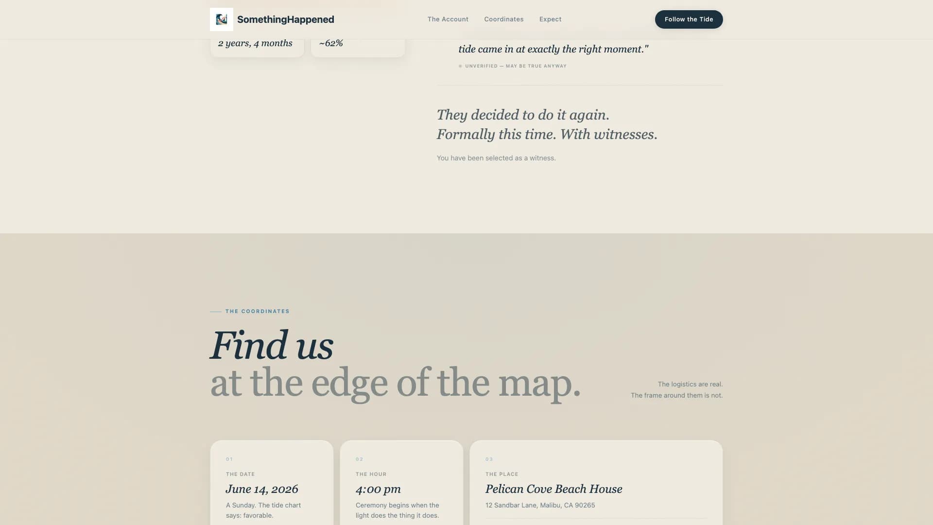 Seascape — Poetic Destination Wedding Landing Page Template