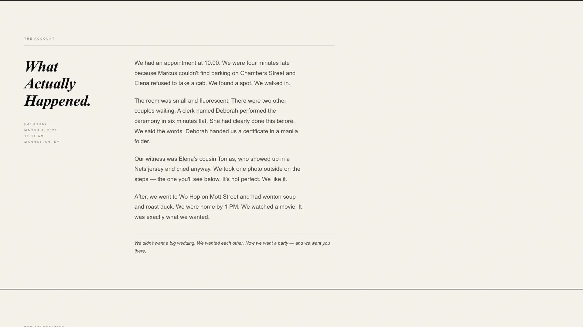 Jubilee — Intimate Elopement Announcement Landing Page Template