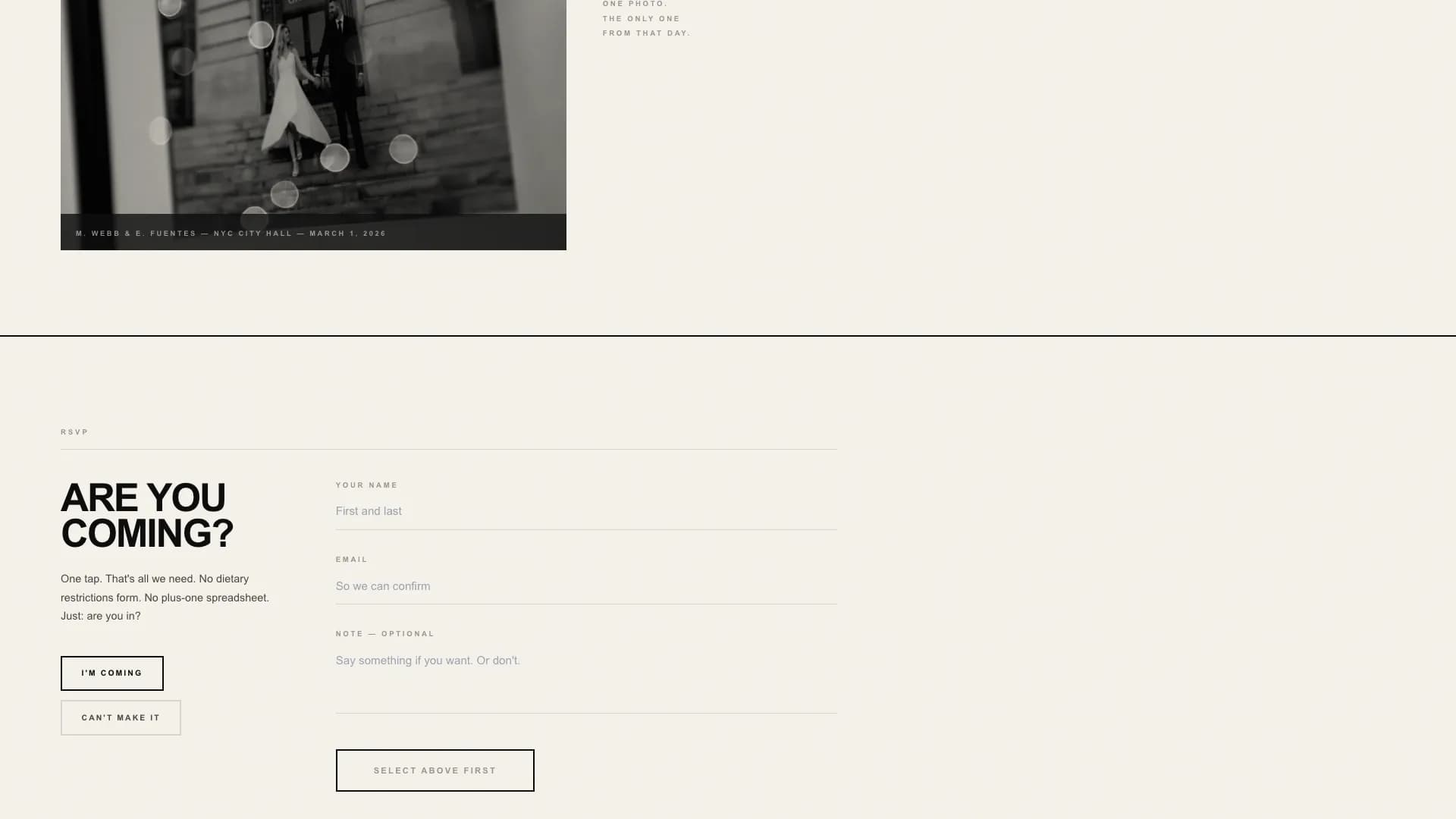 Jubilee — Intimate Elopement Announcement Landing Page Template