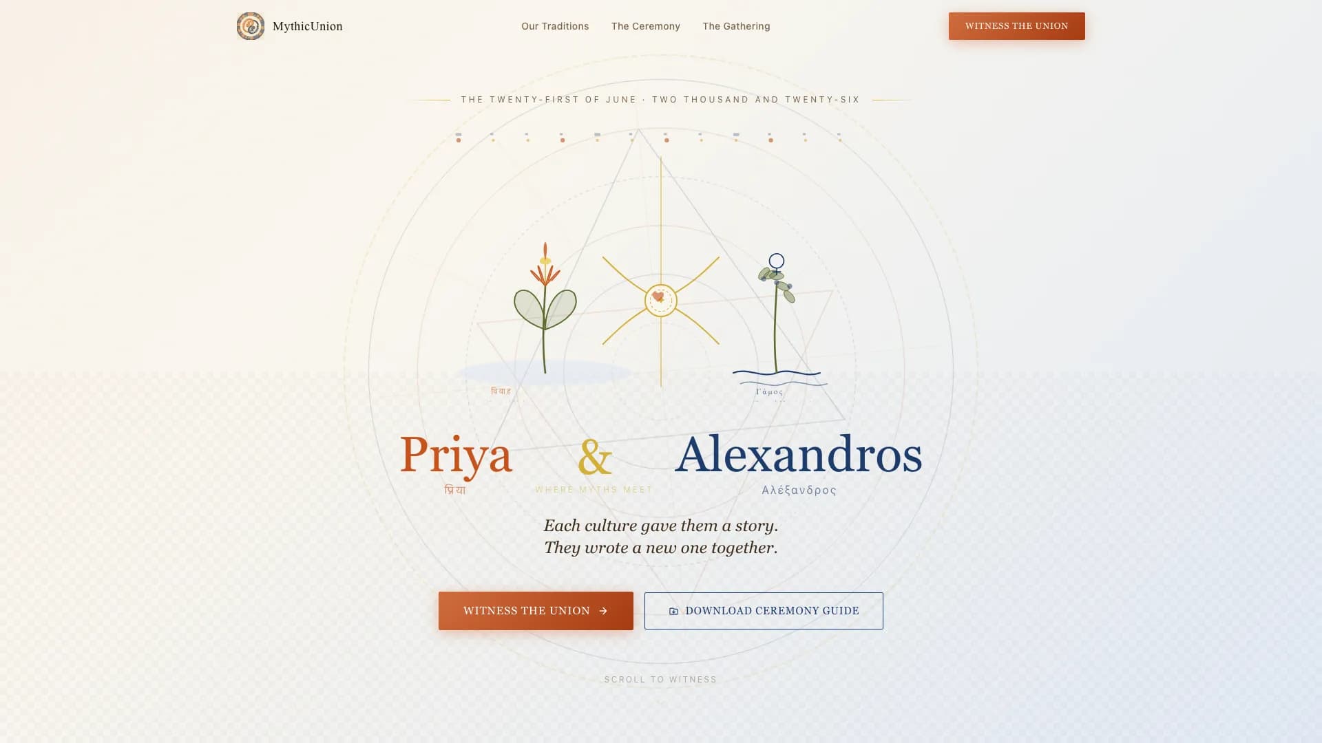 Mythica - Epic Intercultural Wedding Landing Page Template