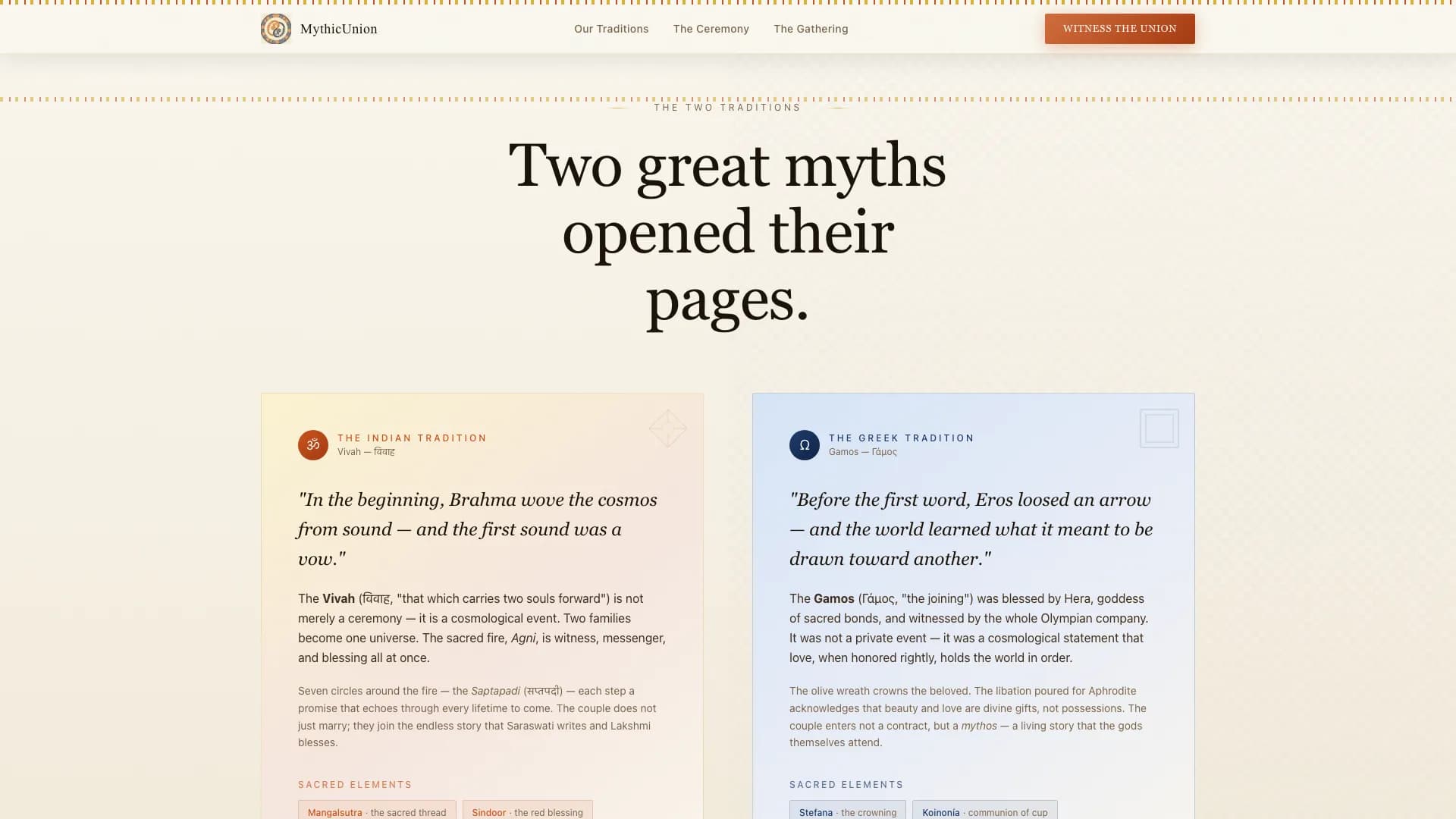 Mythica - Epic Intercultural Wedding Landing Page Template
